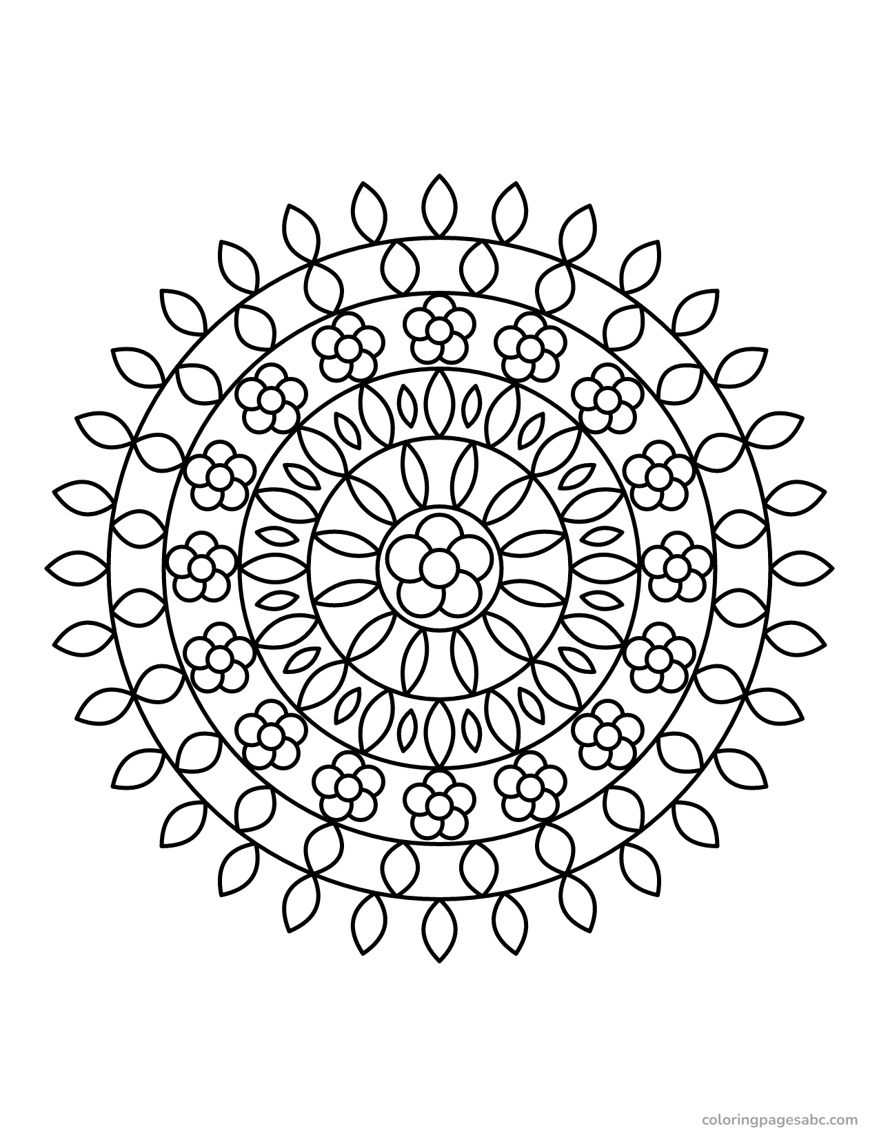 Detailed flower mandala to color online