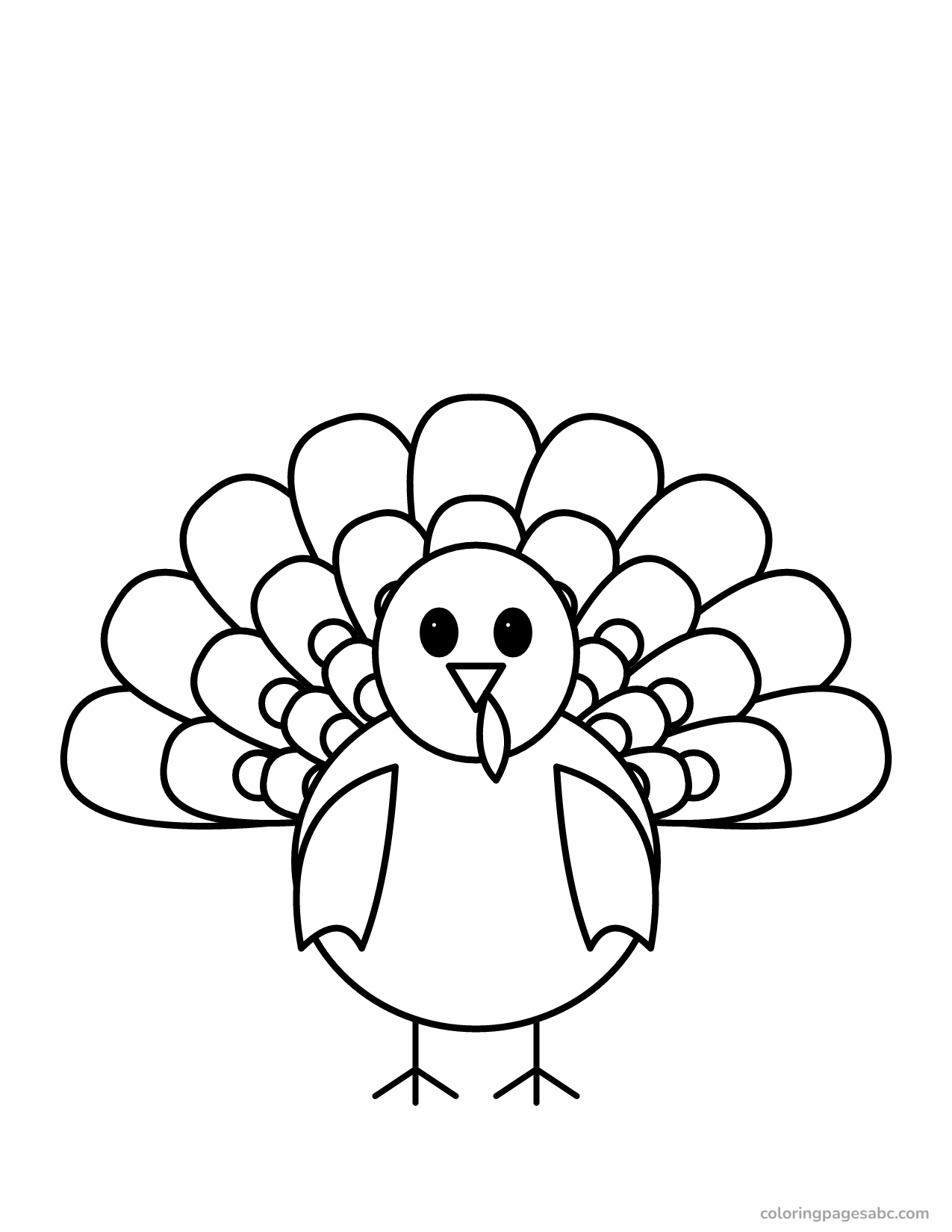 Turkey with detailed feathers to color online