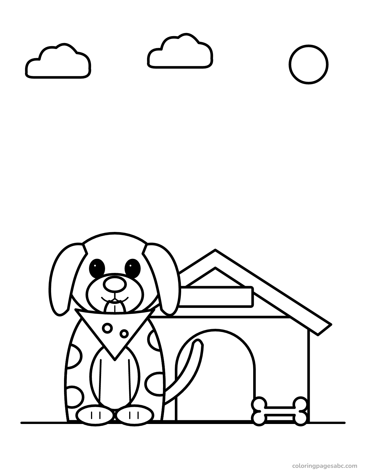 Dog and doghouse to color online
