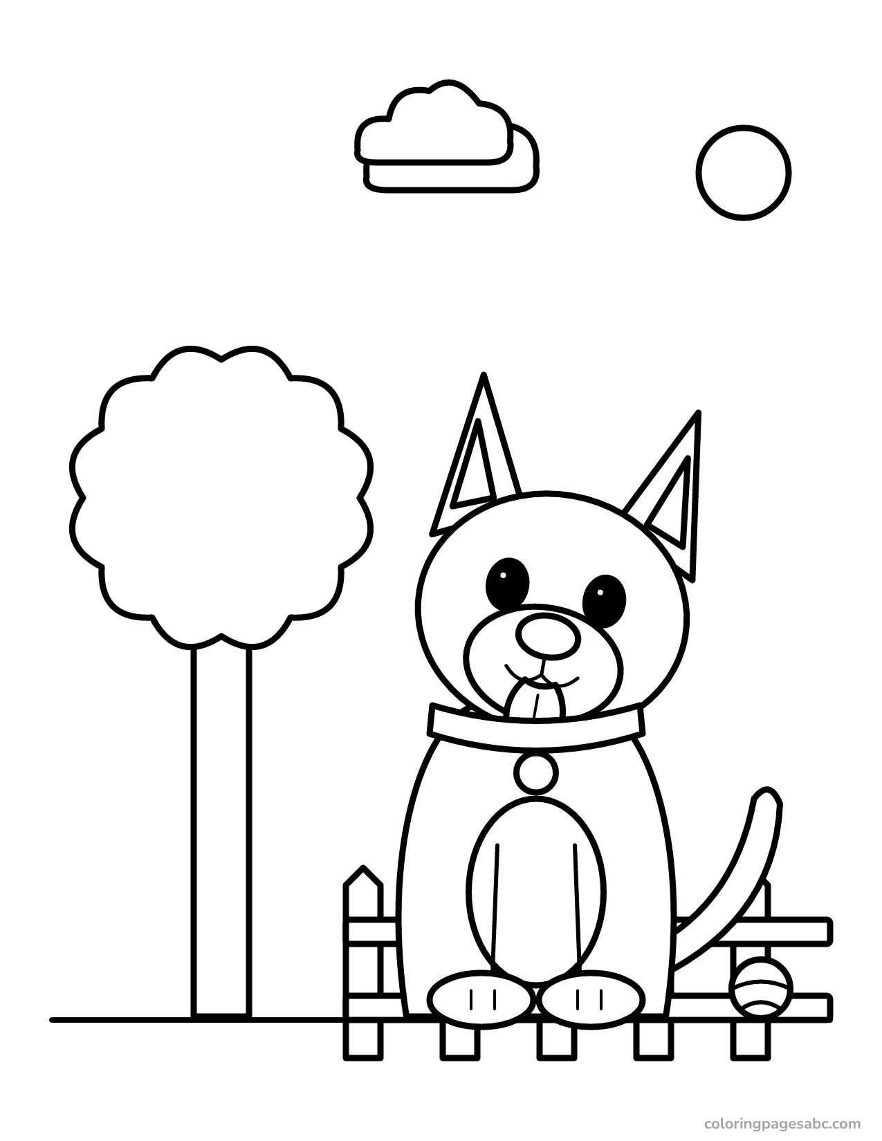 Dog in the park to color online