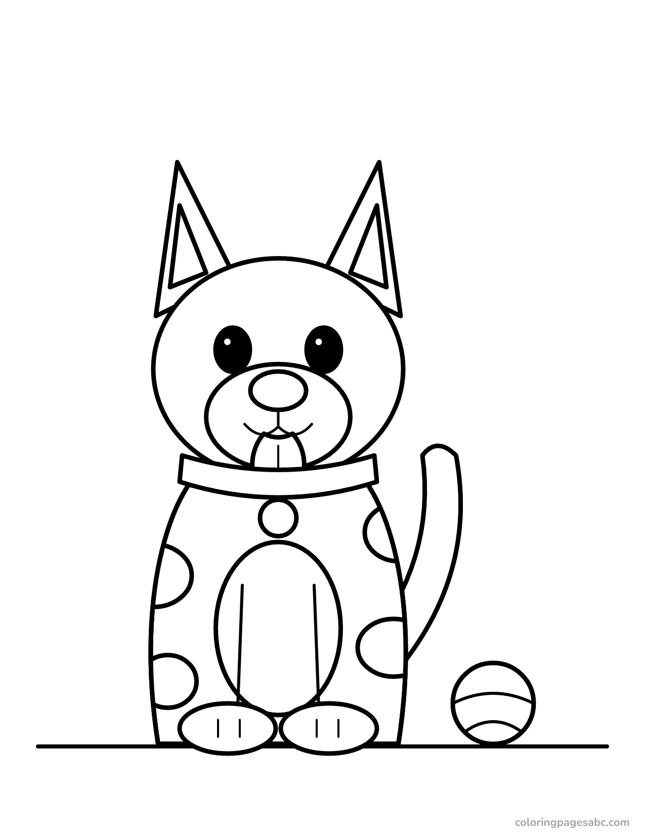 Dog with a ball to color online