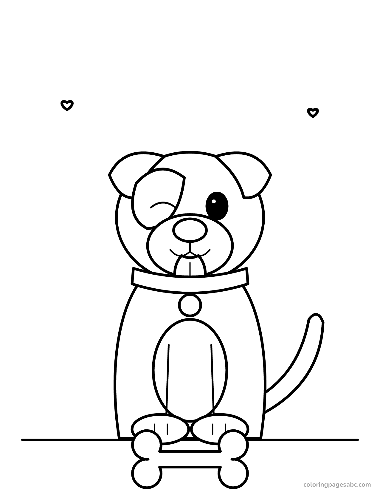 Dog with a bone to color online