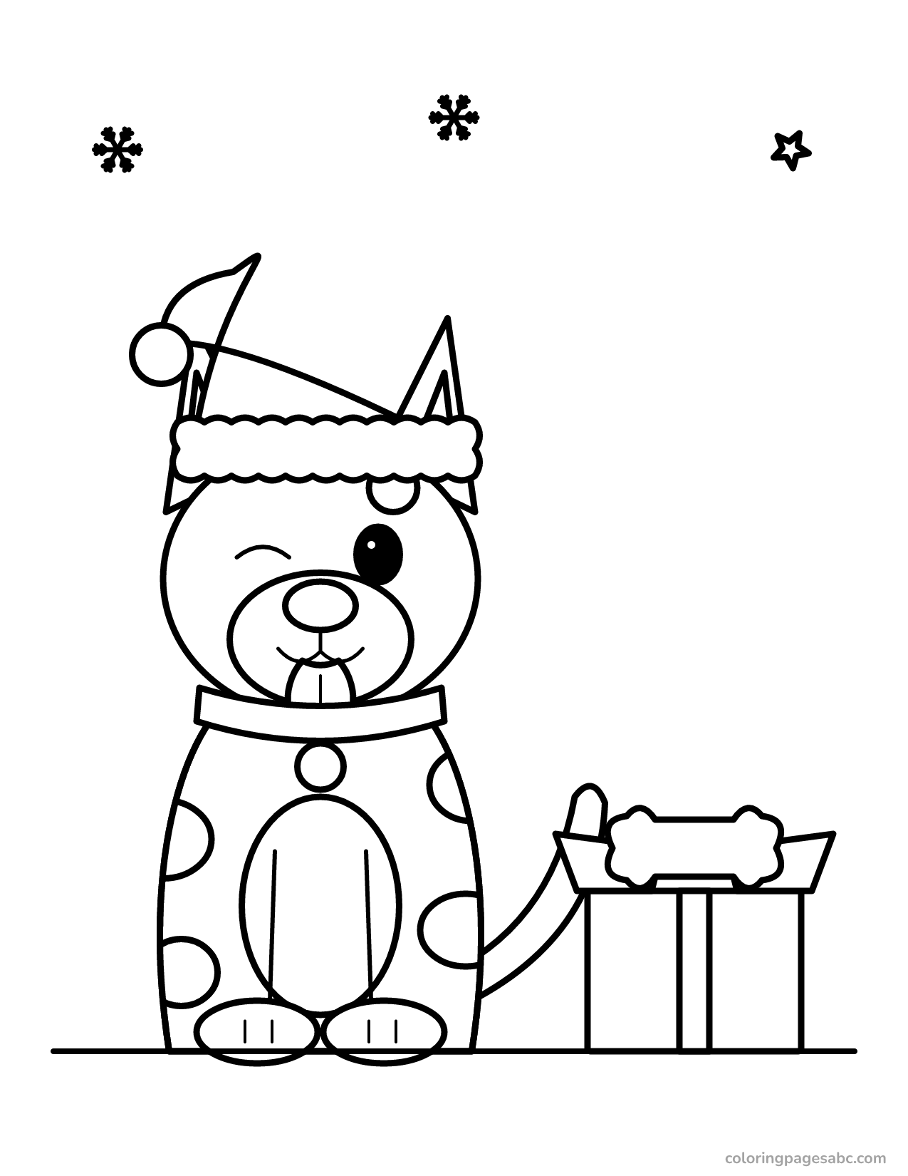 Dog with a bone present to color online