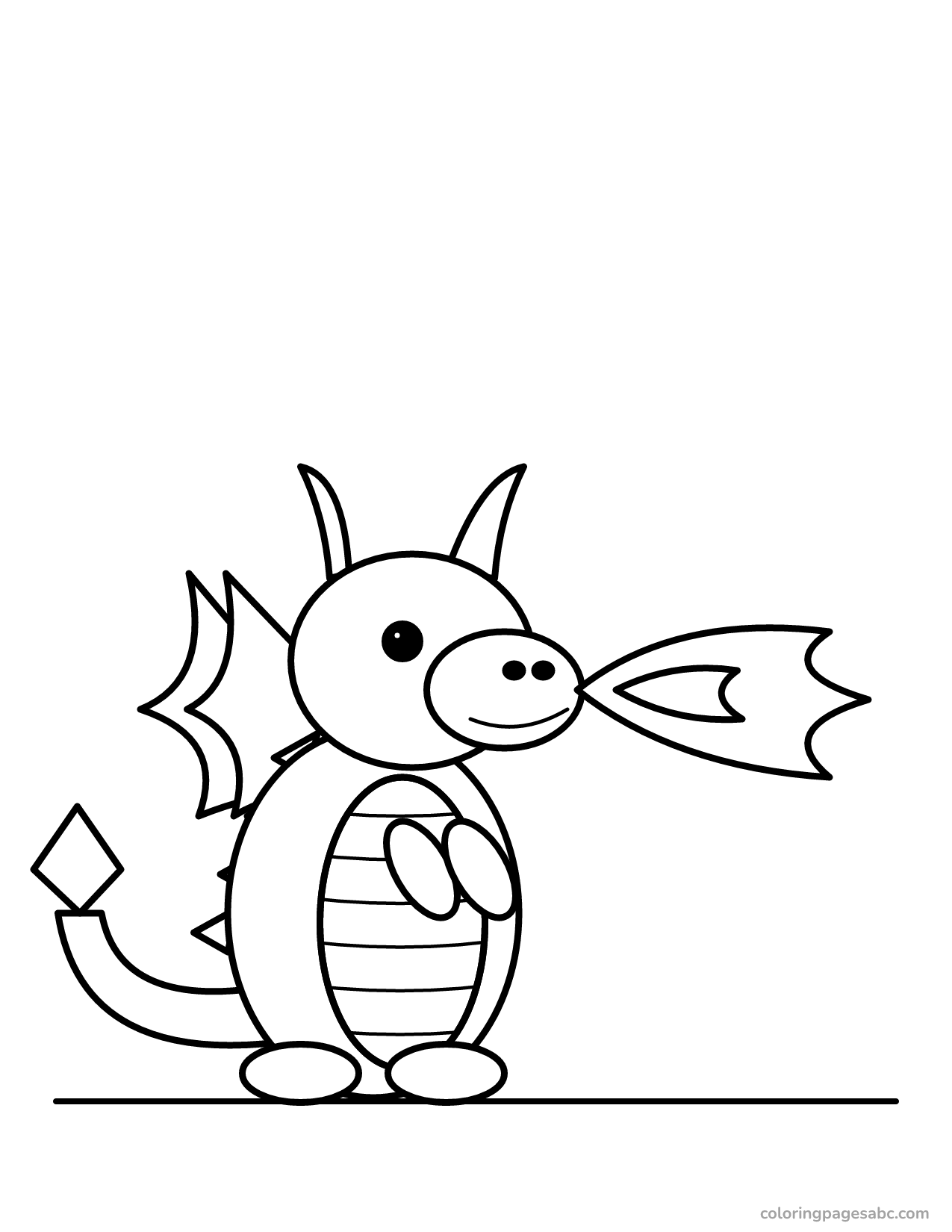 Dragon breathing a big flame coloring page