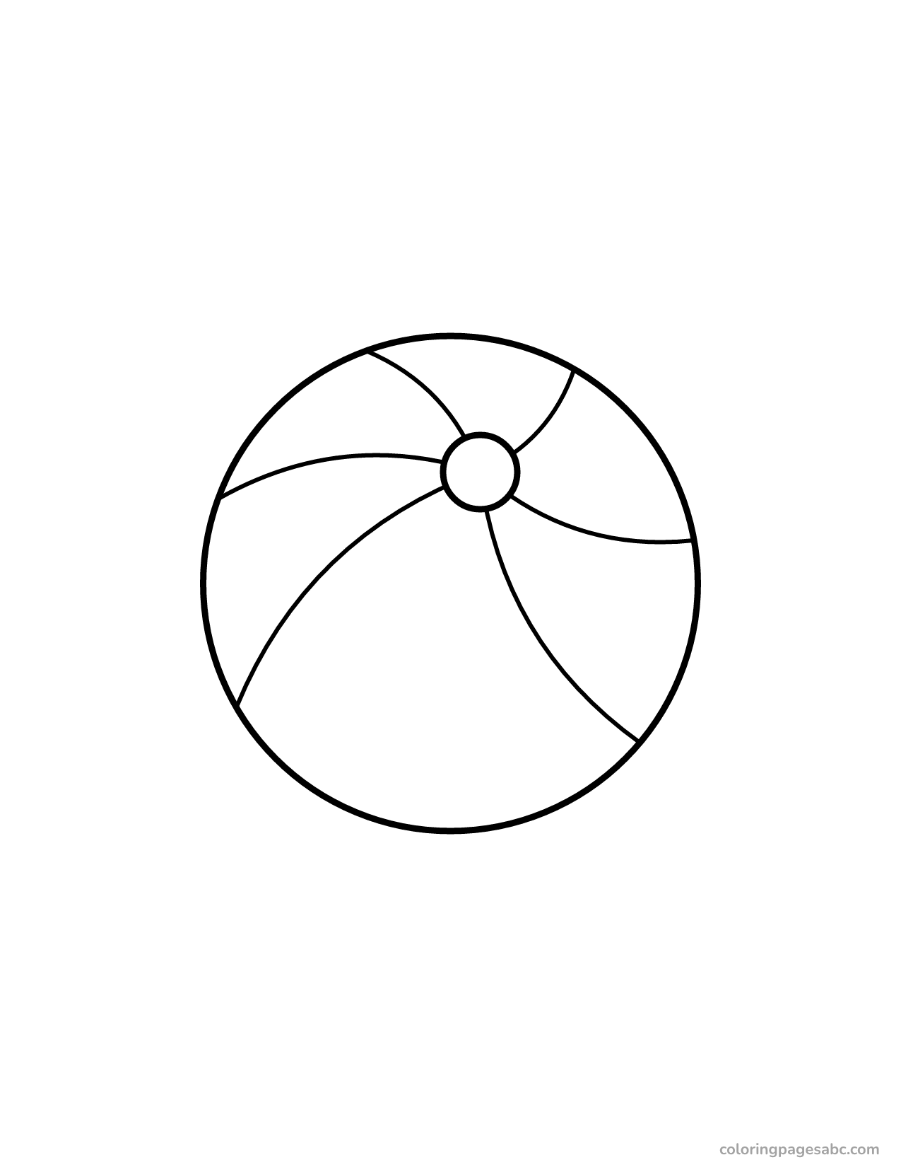Easy big beach ball with six panels coloring page
