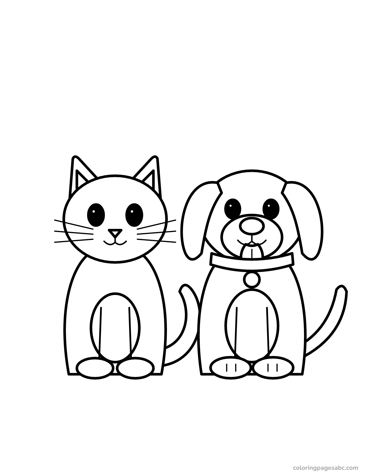 Easy cat and dog to color online