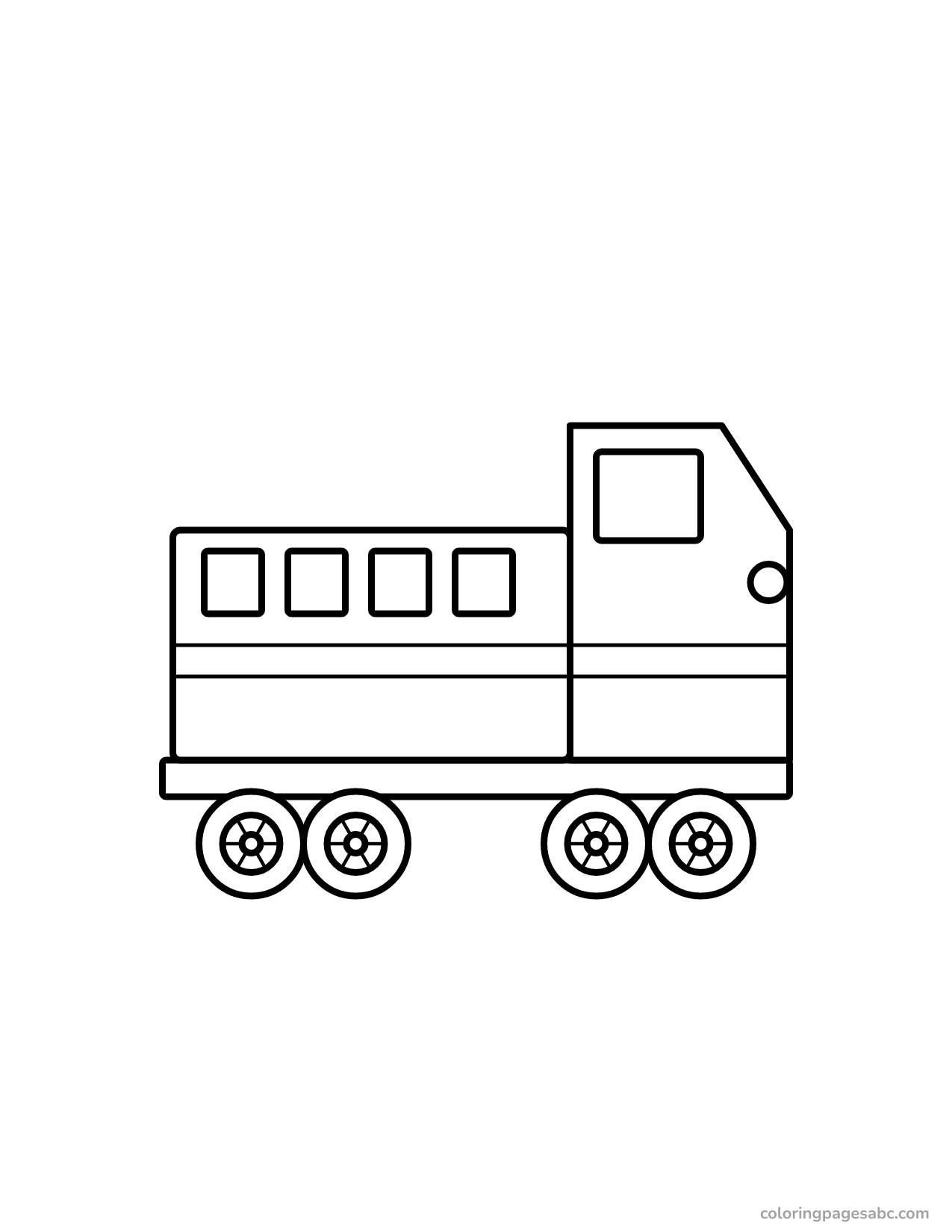 Easy big diesel train engine coloring page for toddlers