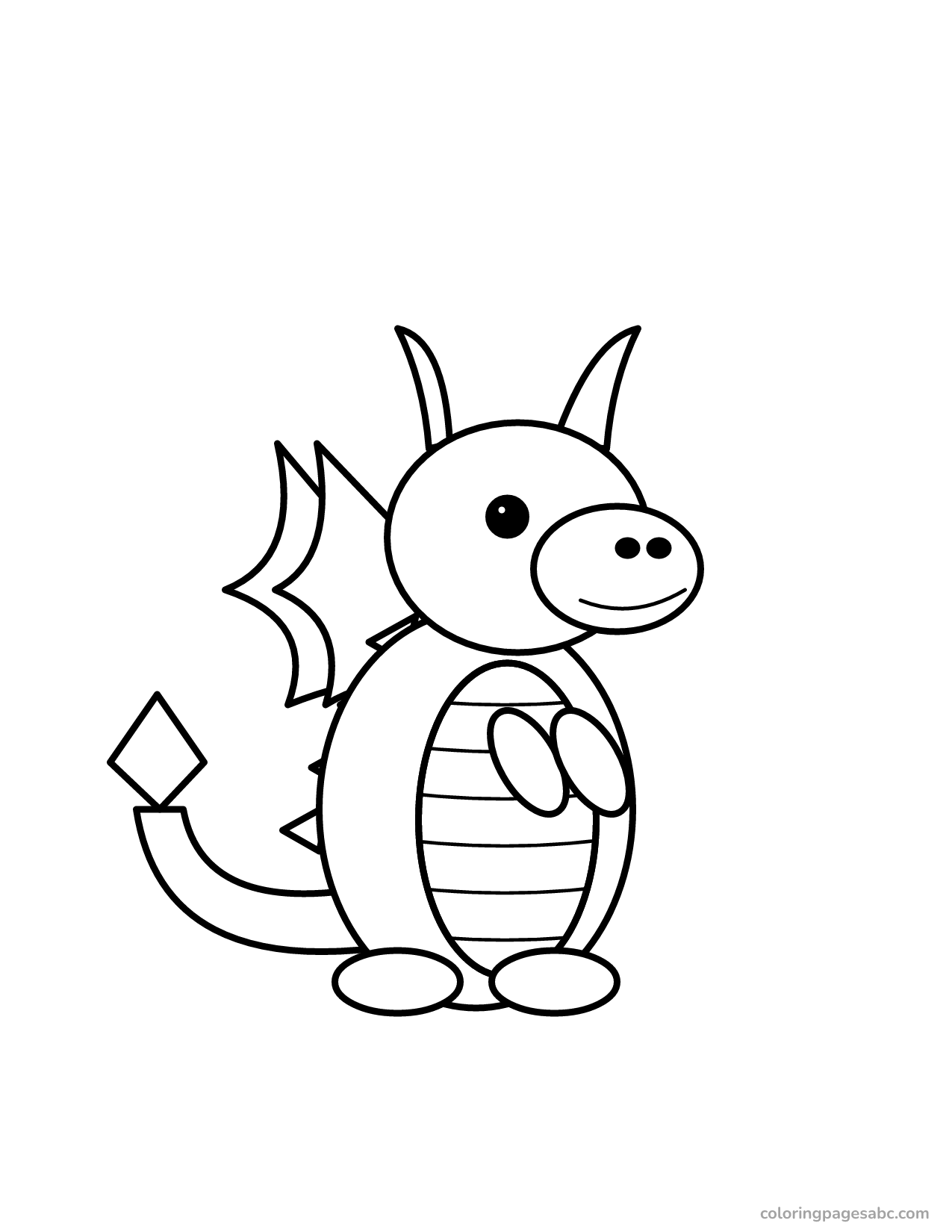 Easy big cute dragon coloring page for toddlers