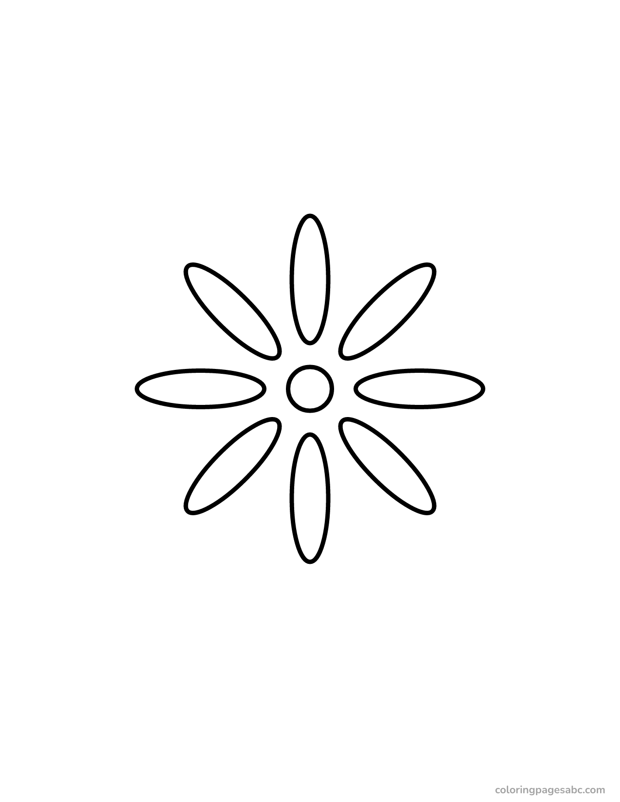 Easy simple firework with eight petals coloring page