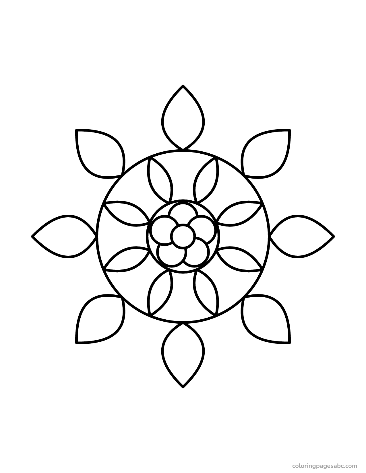 Easy flower mandala to color online