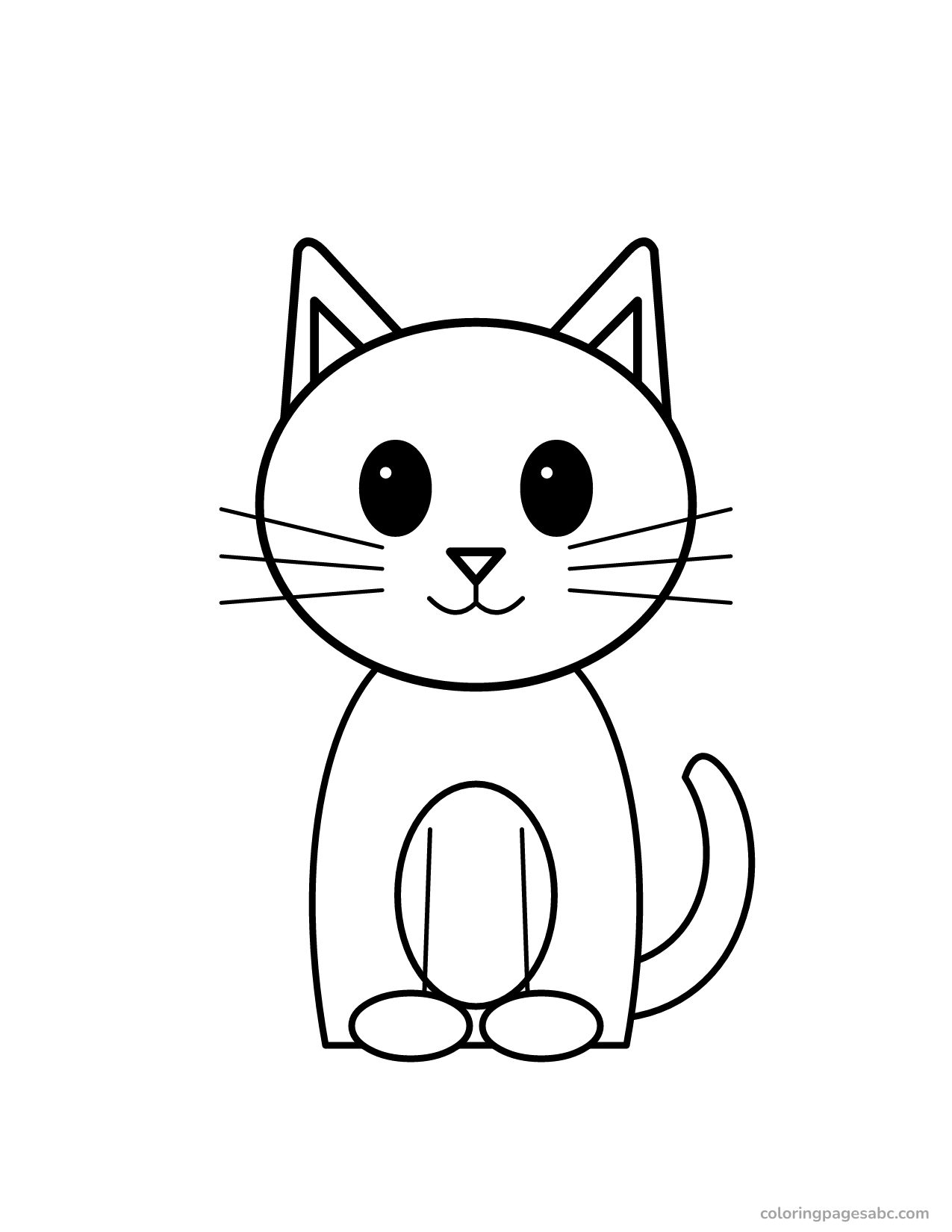 Easy big kitten coloring page for toddlers