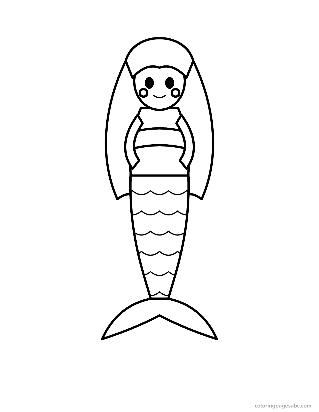 Easy mermaid to color online