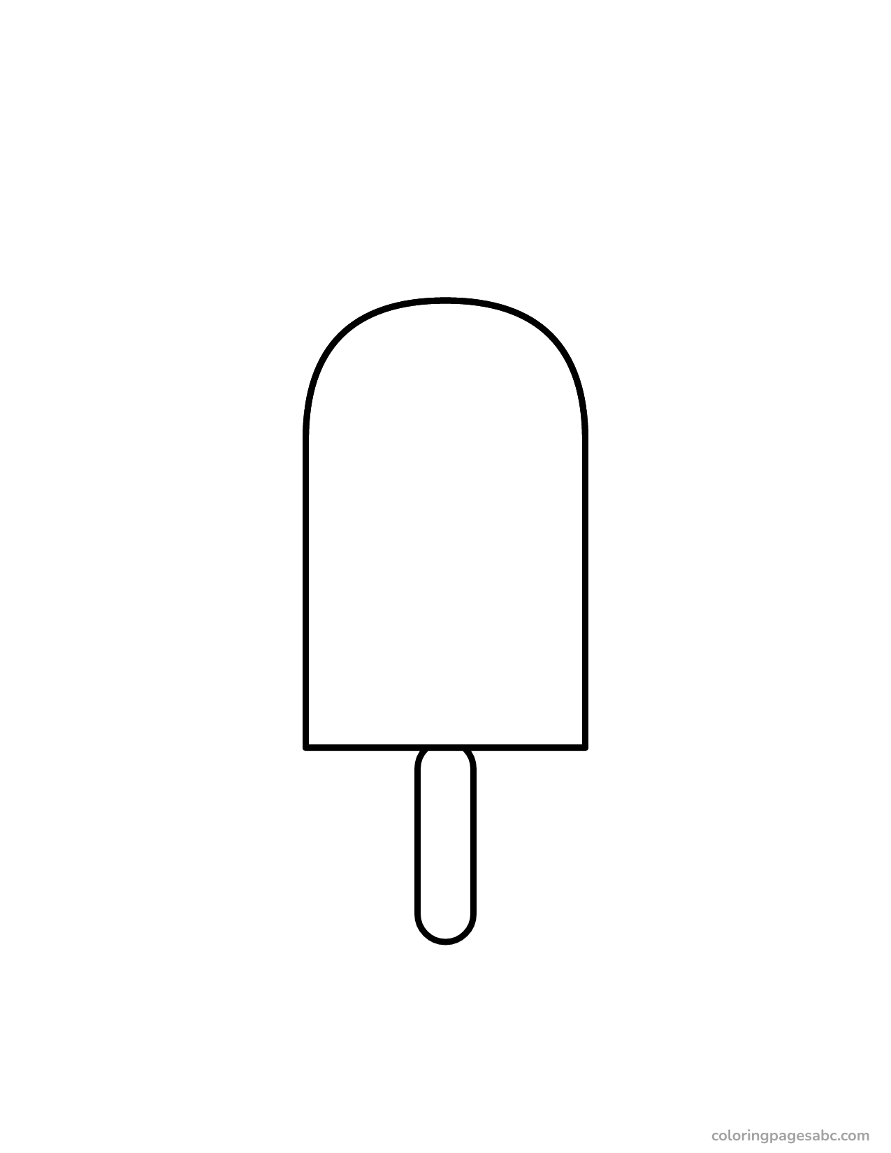 Easy big popsicle on a stick coloring page for toddlers
