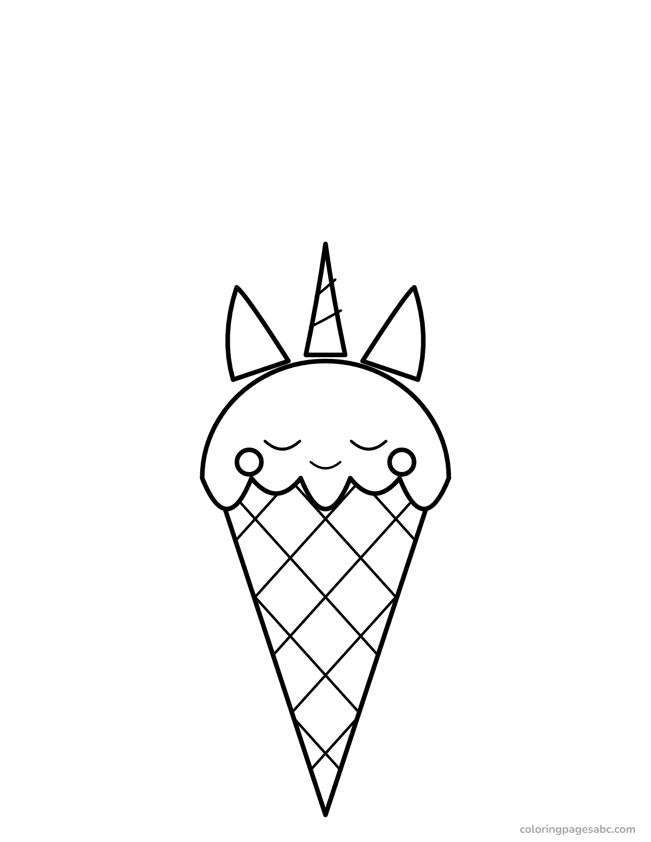 Easy unicorn ice cream to color online