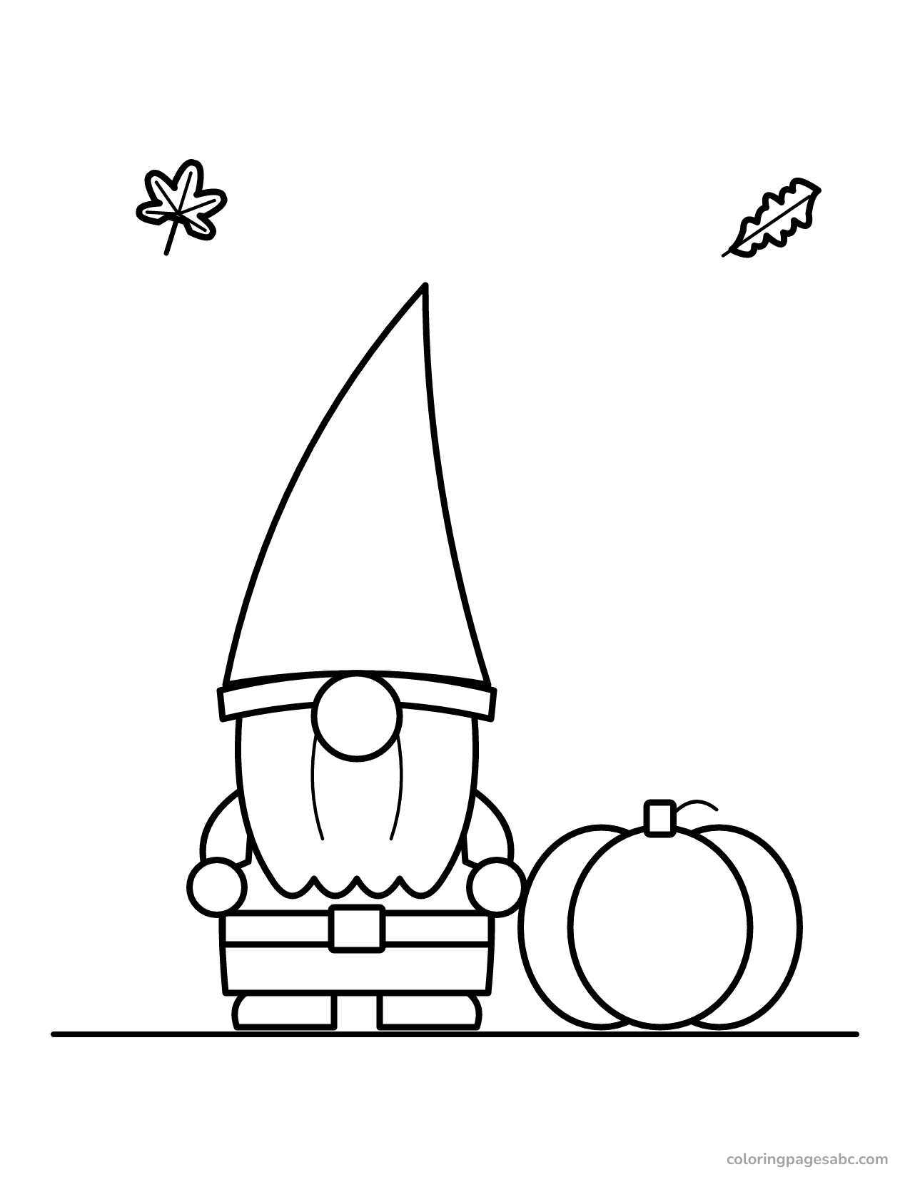 Fall gnome with a pumpkin to color online