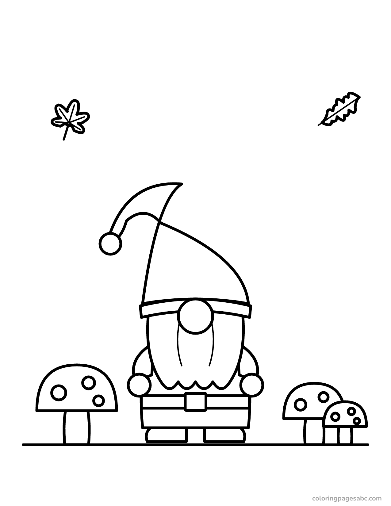 Gnome with mushrooms to color online