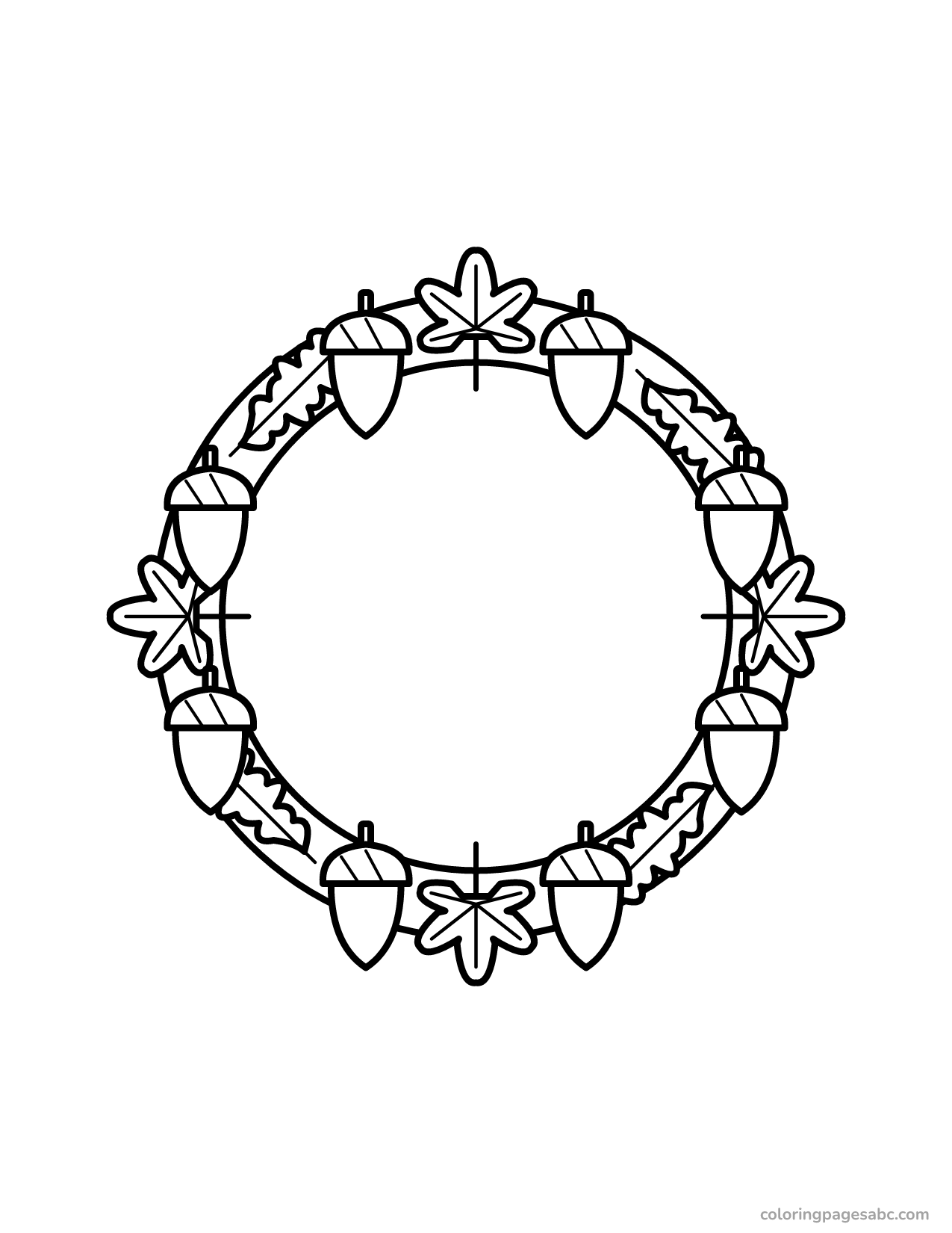 Fall leaf wreath to color online
