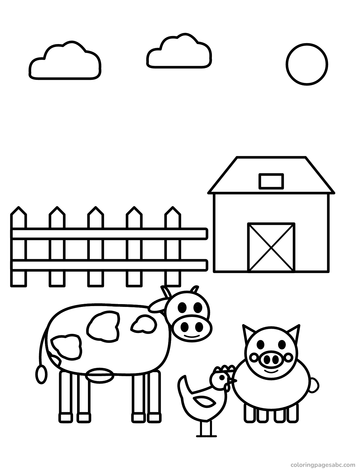 Farm animals to color online