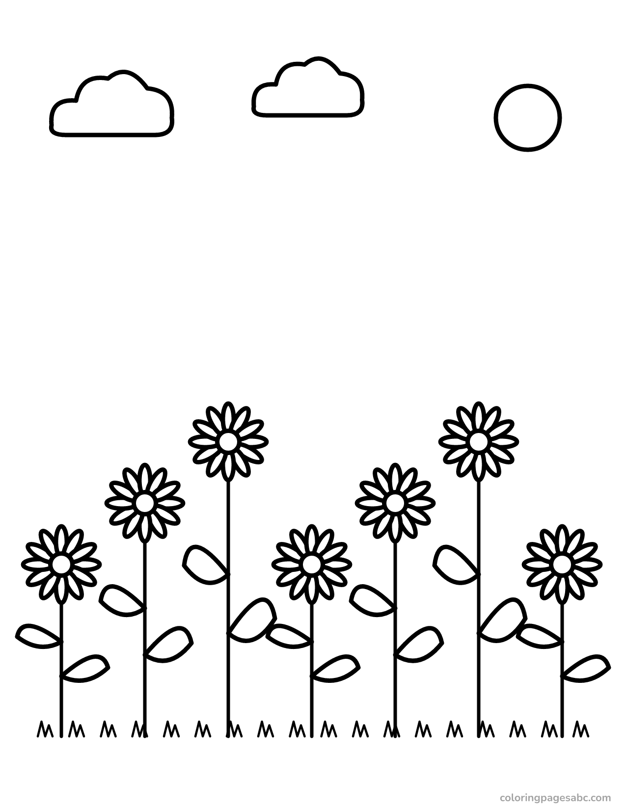 Field of daisies to color online