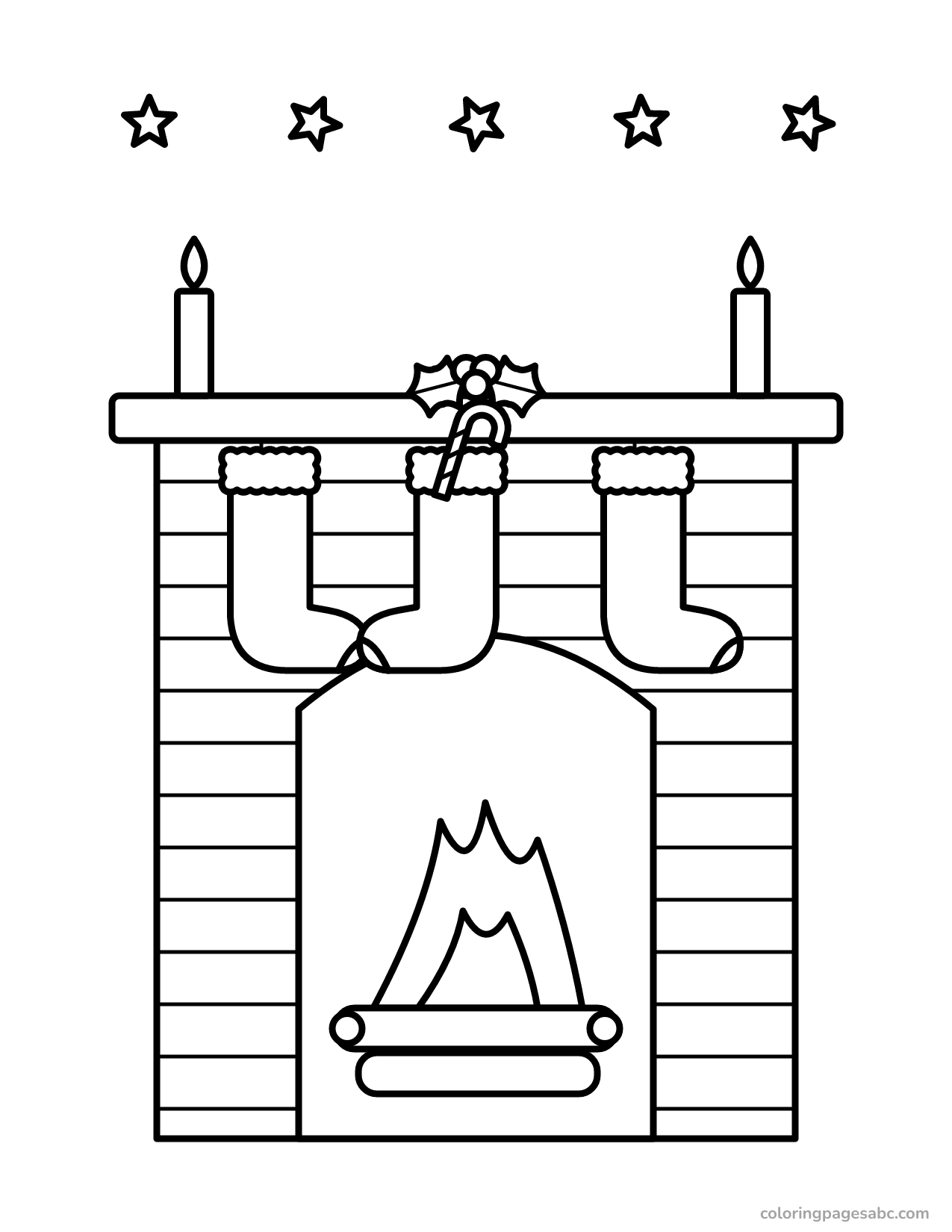 Fireplace with stockings to color online