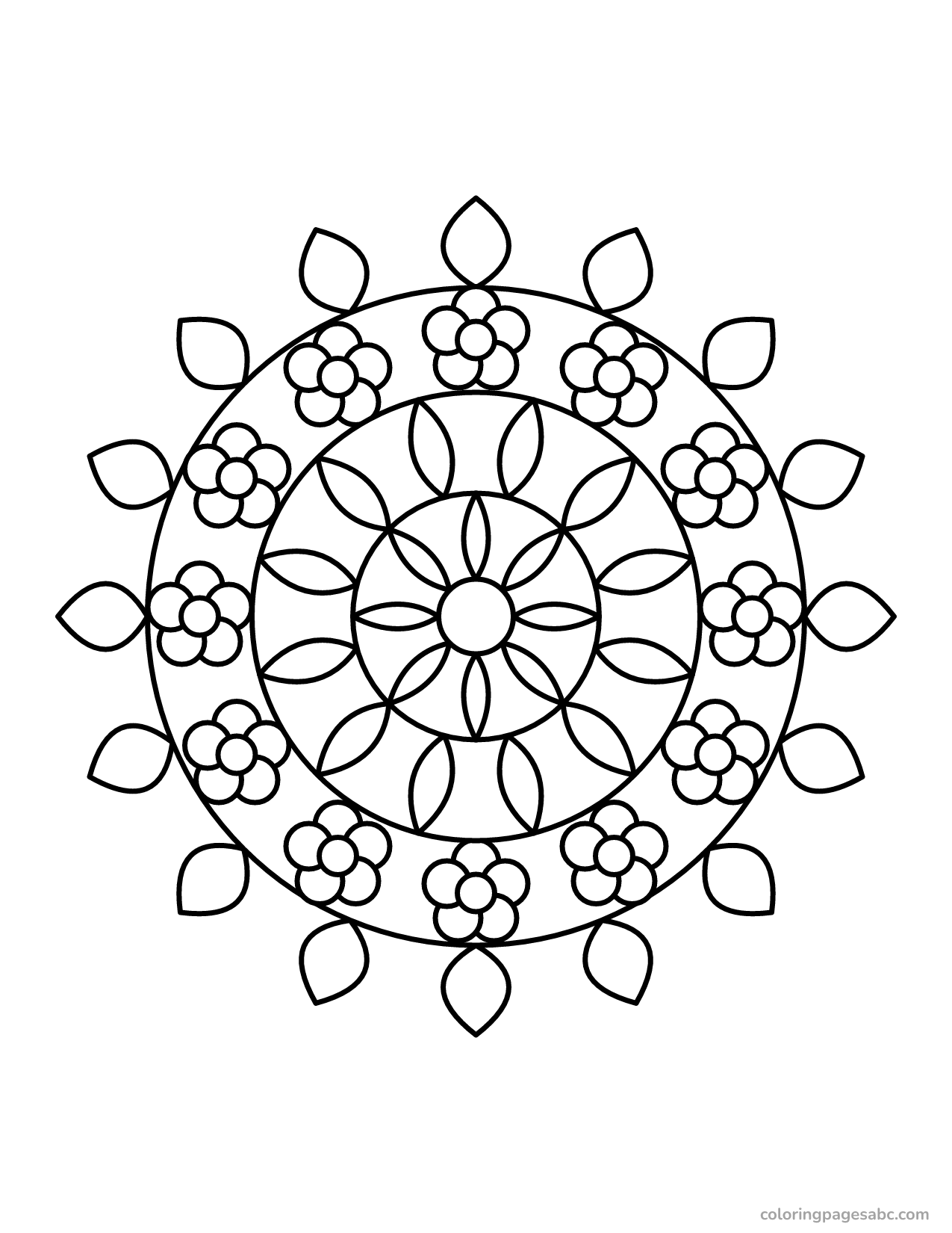 Flower mandala to color online