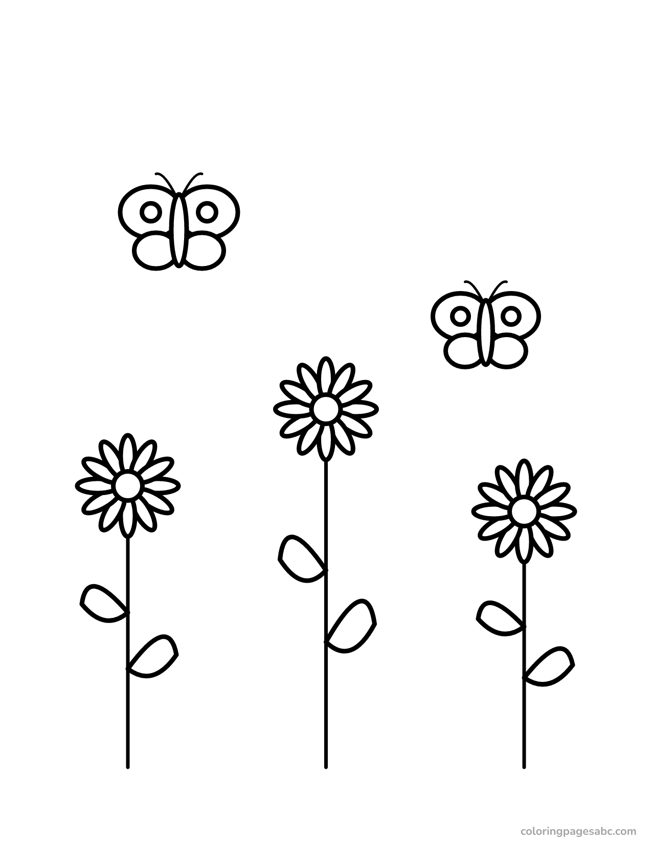 Flowers and butterflies to color online