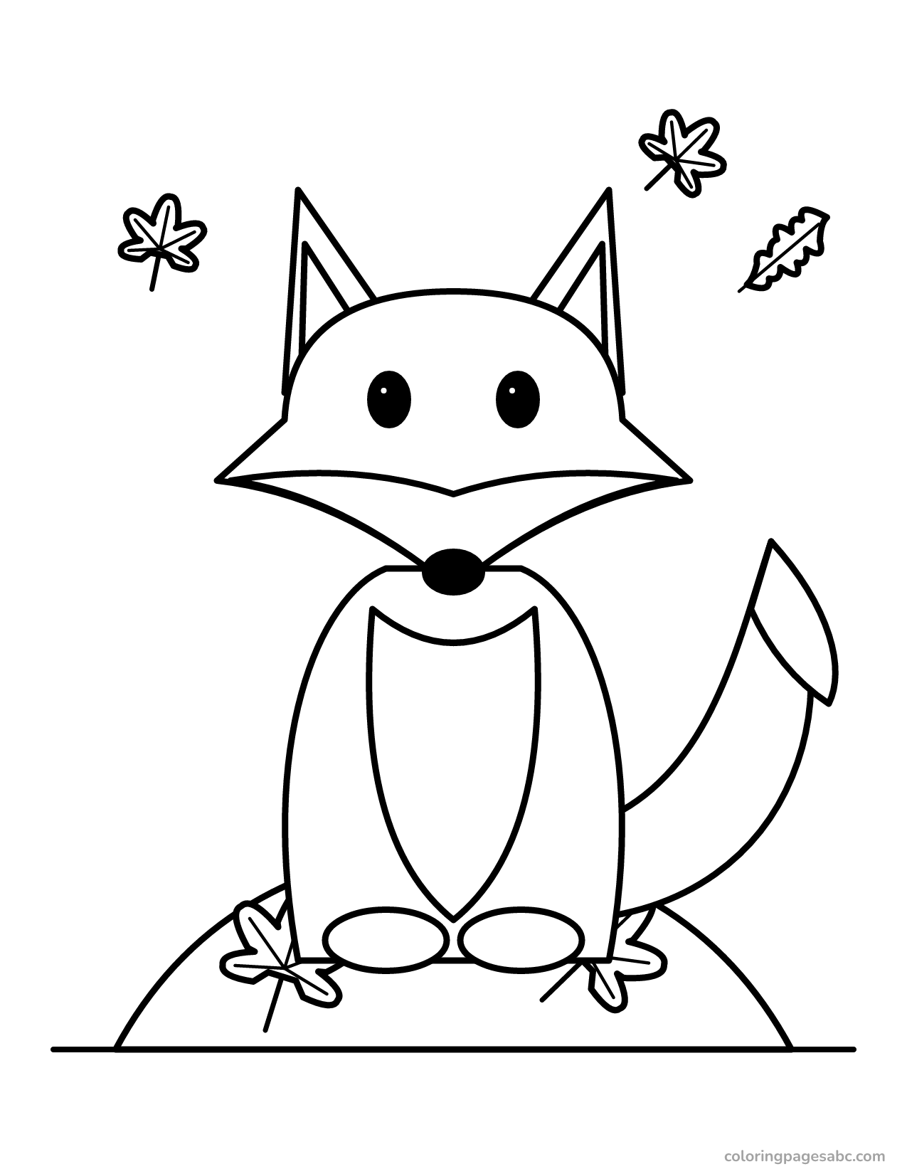 Fox in autumn leaves to color online