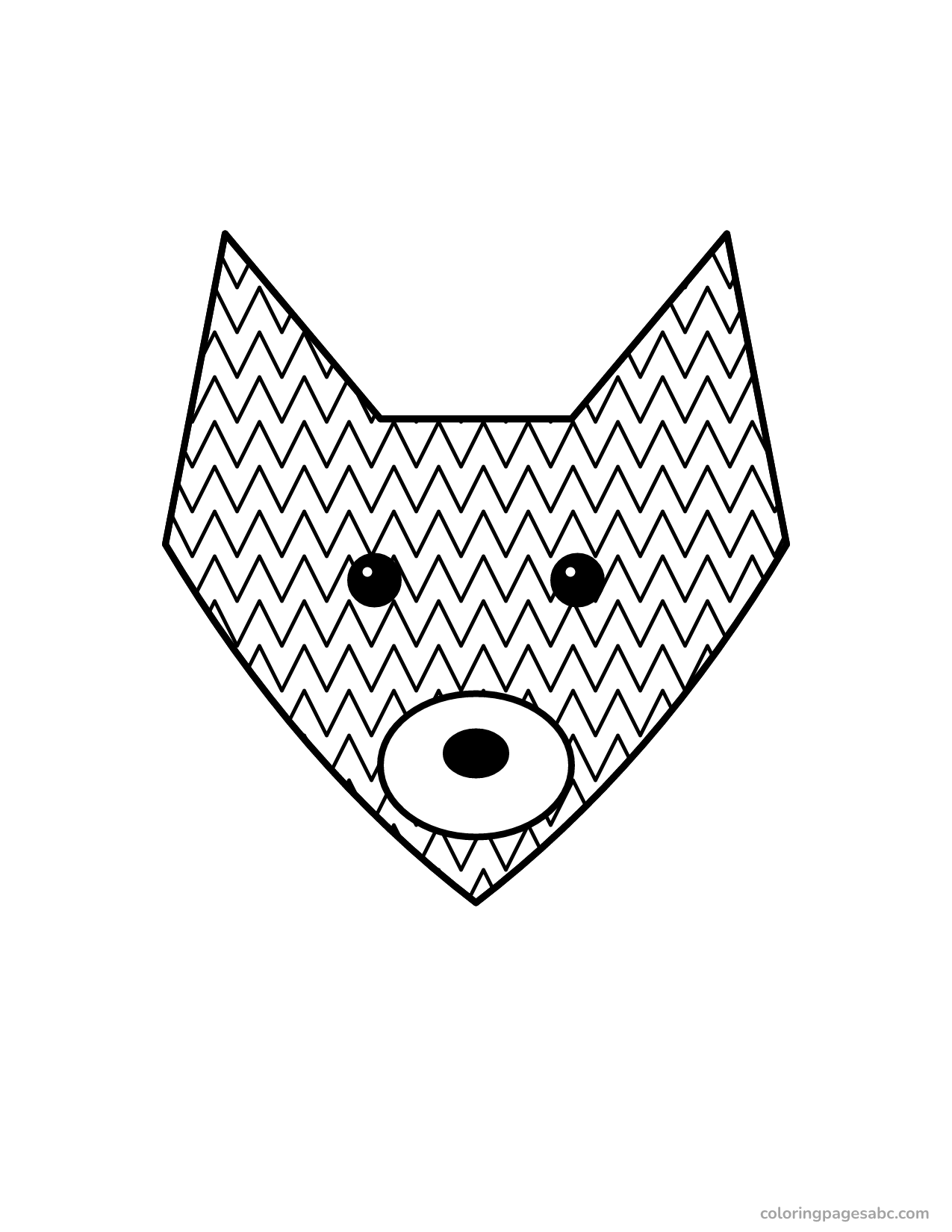 Fox head filled with a zigzag pattern mandala coloring page