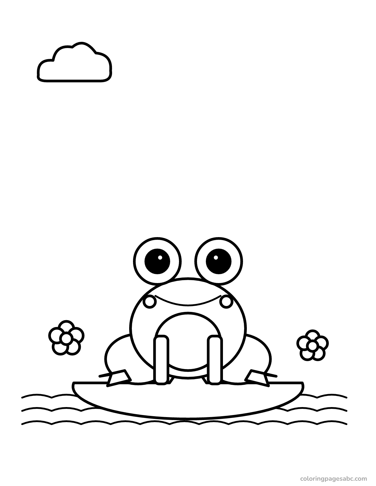 Frog on a lily pad to color online
