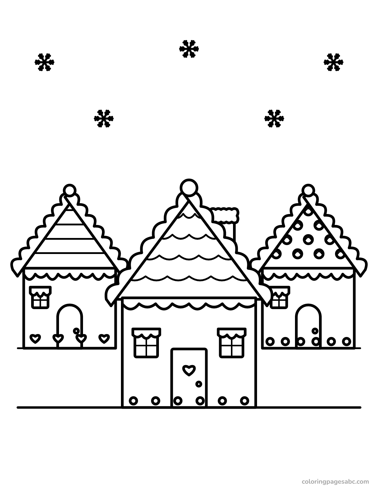 Gingerbread village to color online