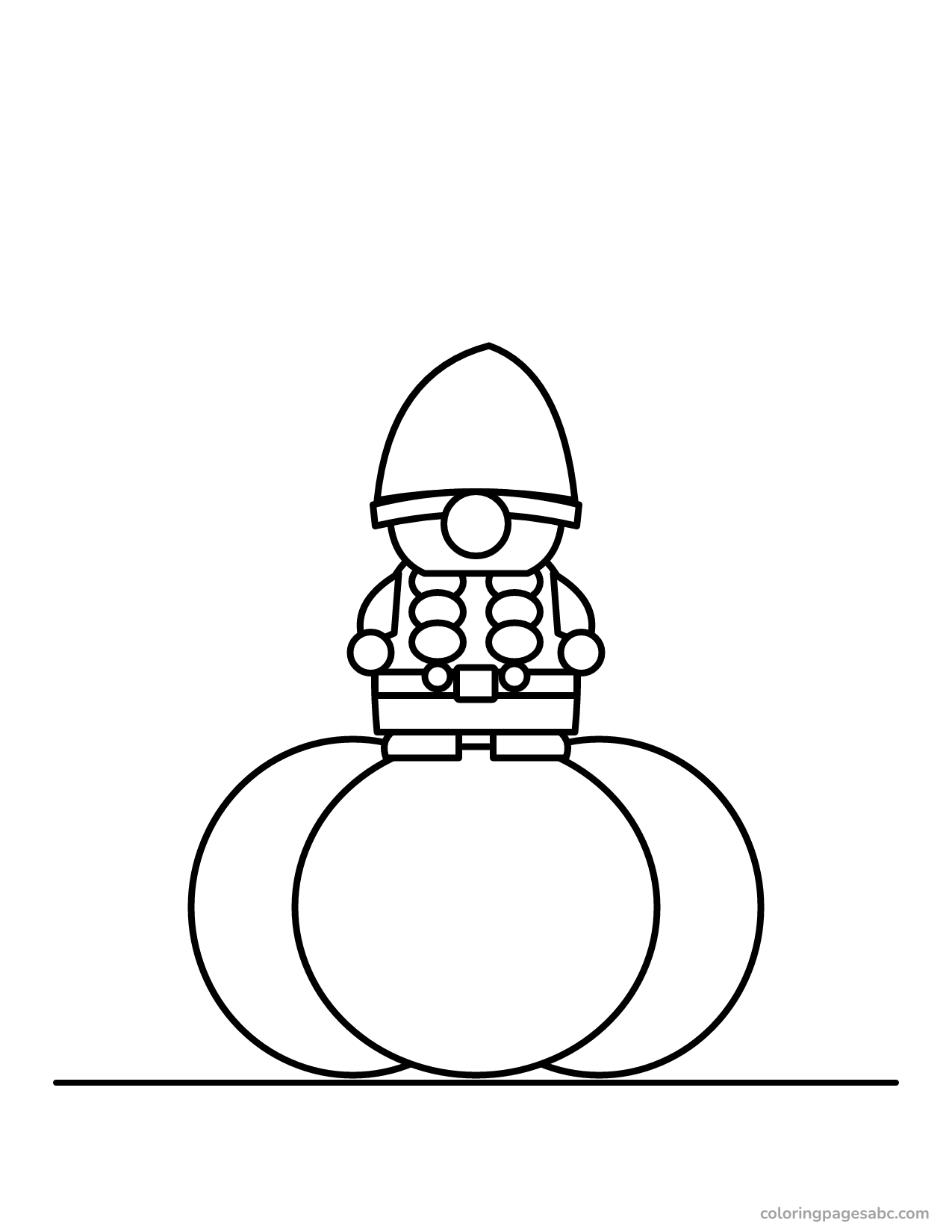 Gnome on a pumpkin to color online