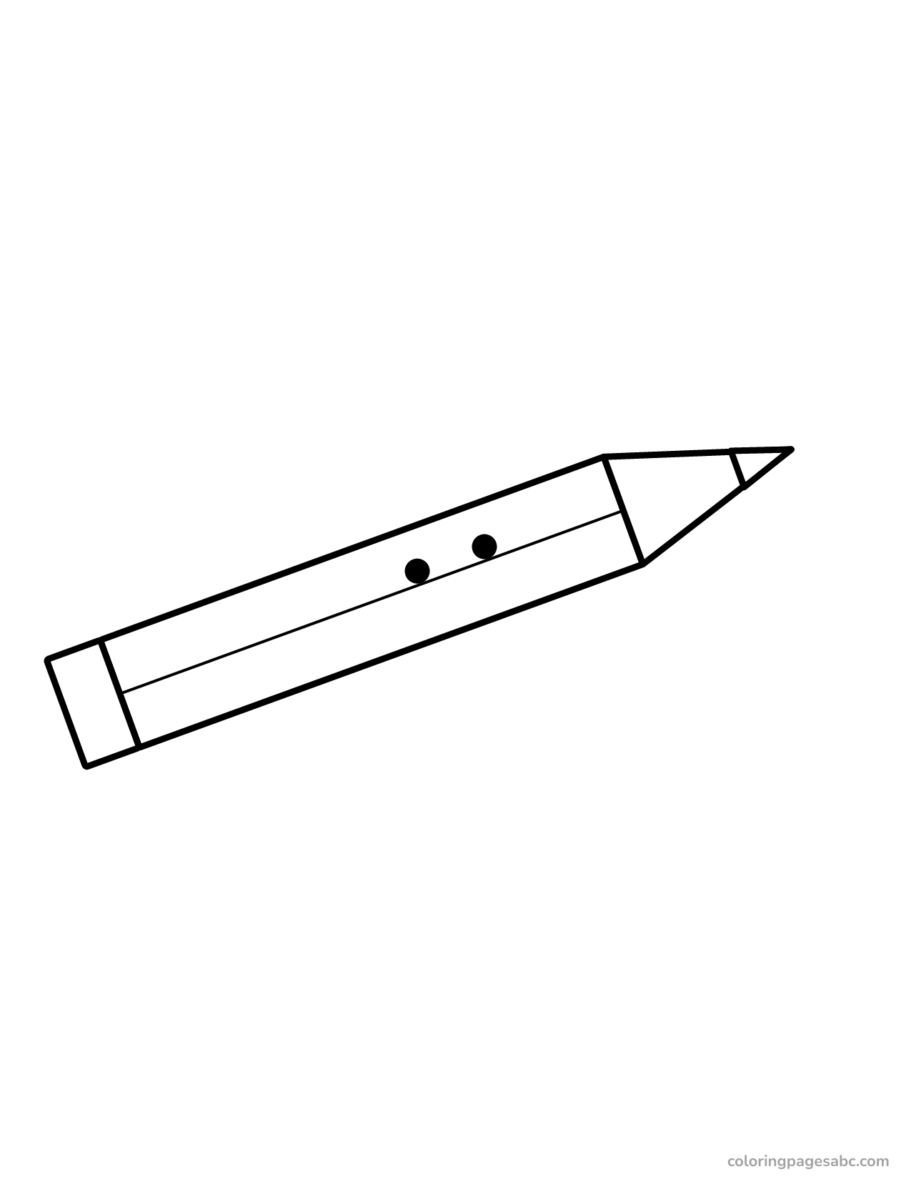 Big tilted pencil with a happy face coloring page