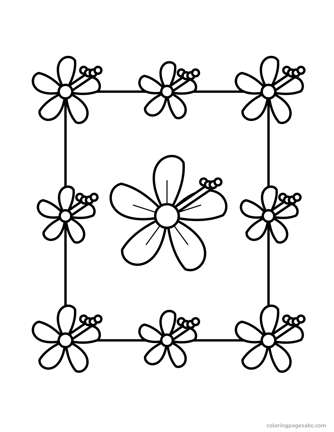 Hawaiian flower frame to color online