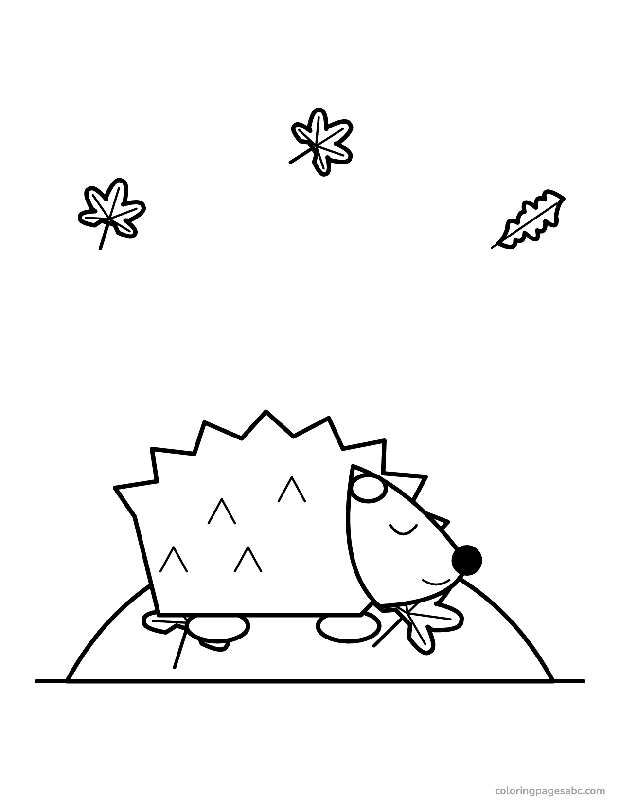 Hedgehog in the leaves to color online
