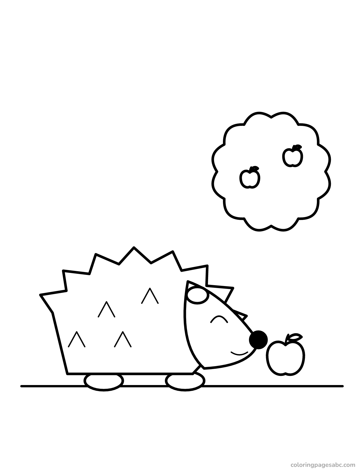 Hedgehog with an apple to color online
