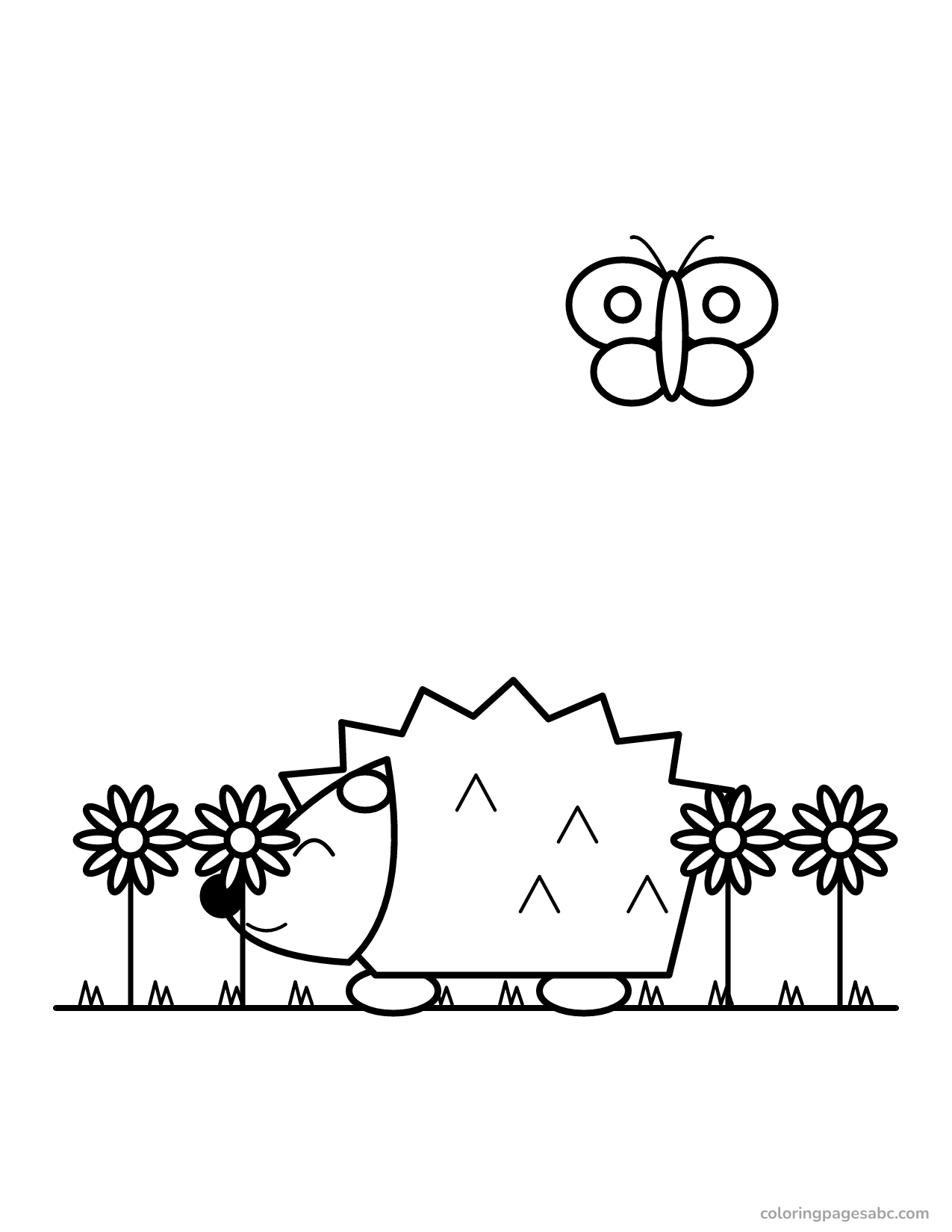 Hedgehog with flowers to color online