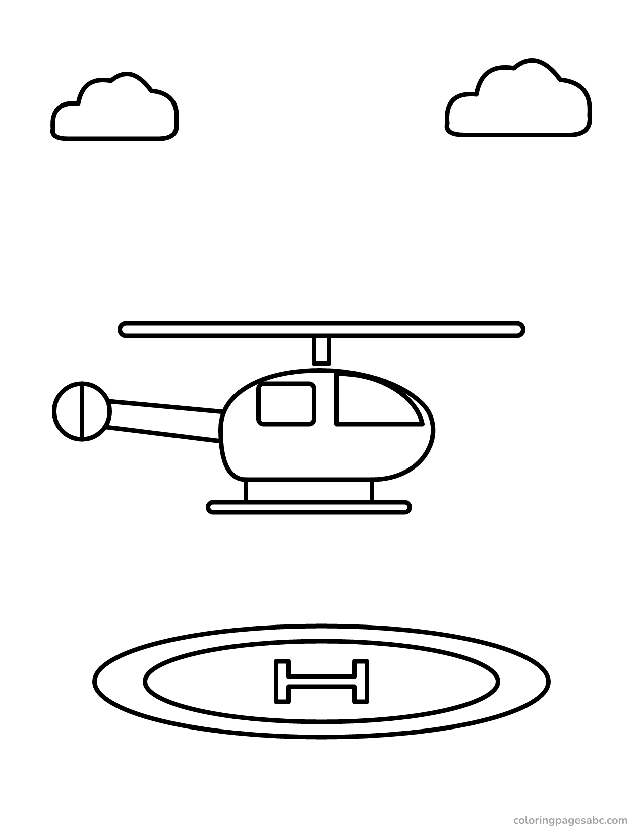 Helicopter landing on a helipad to color online