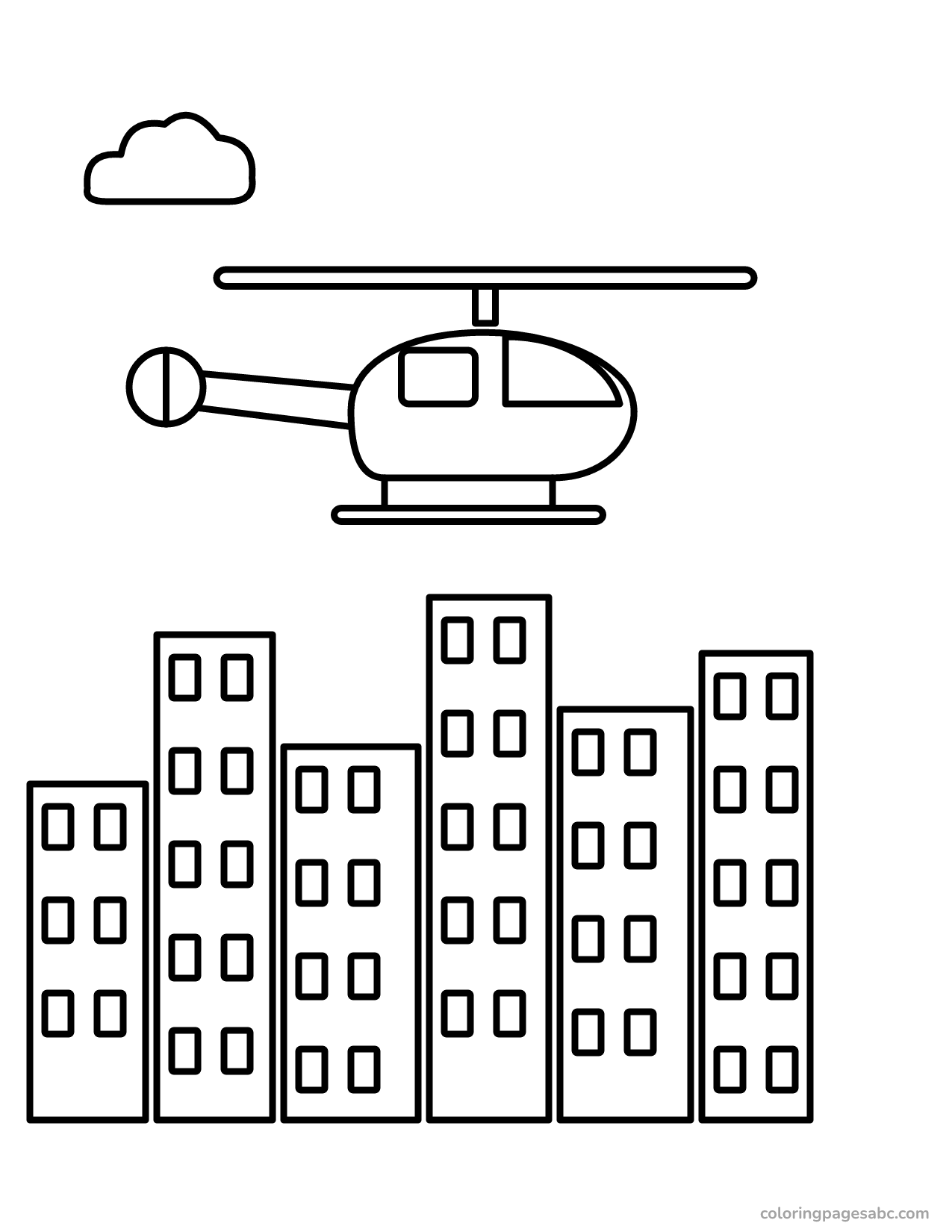 Helicopter over the city to color online