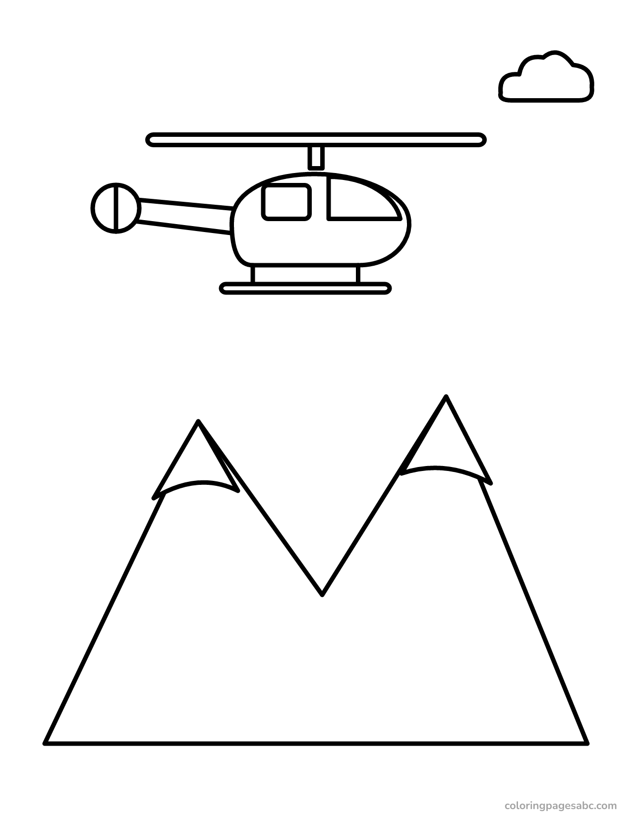 Helicopter over the mountains to color online