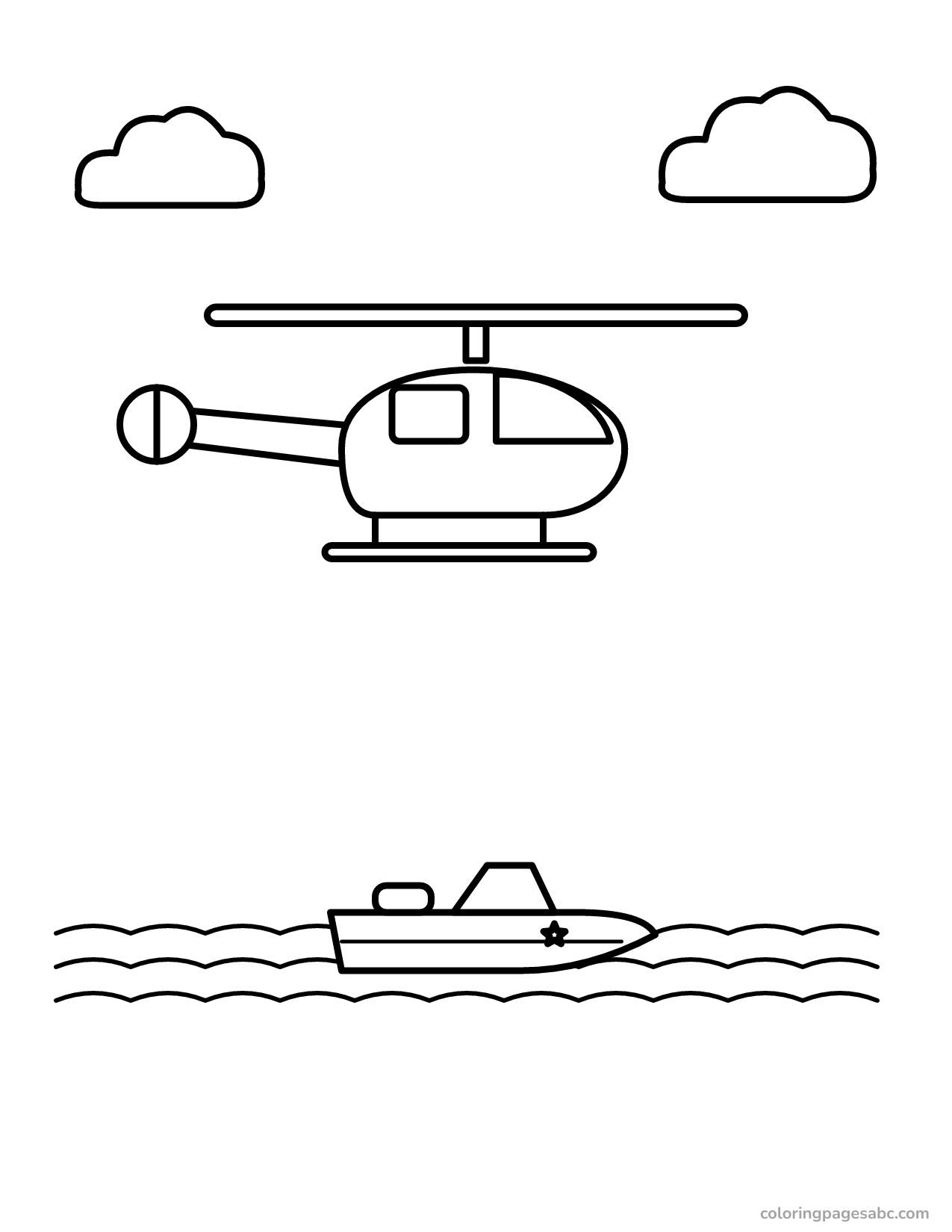 Helicopter over the sea to color online