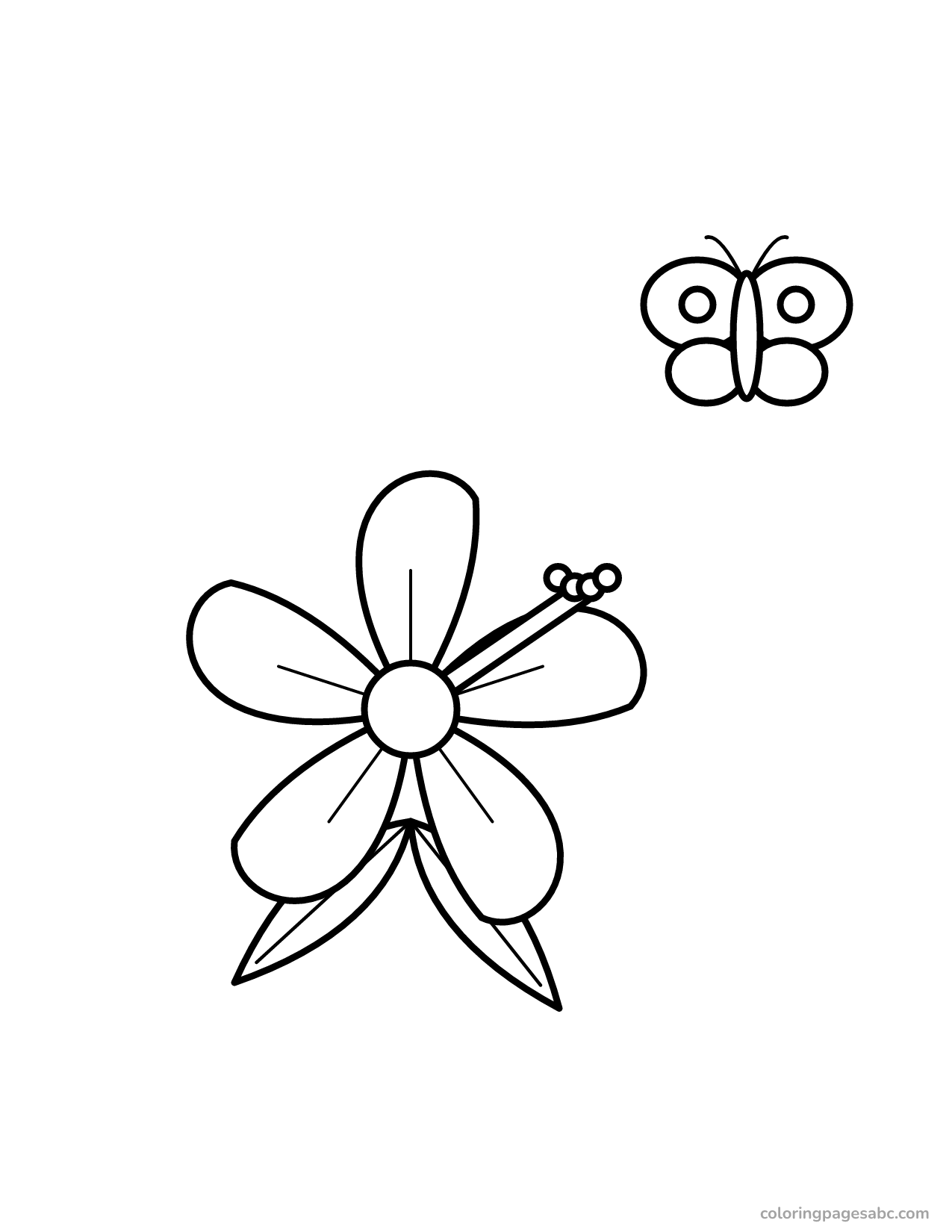 Hibiscus and butterfly to color online