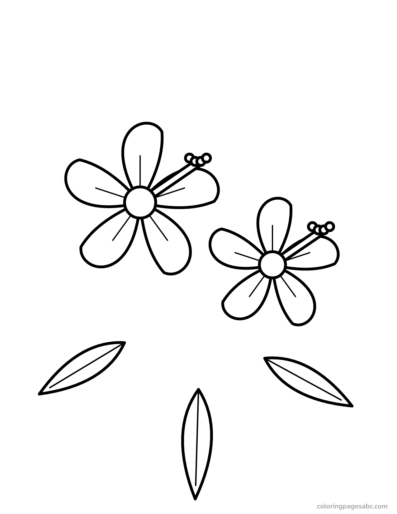 Hibiscus with leaves to color online