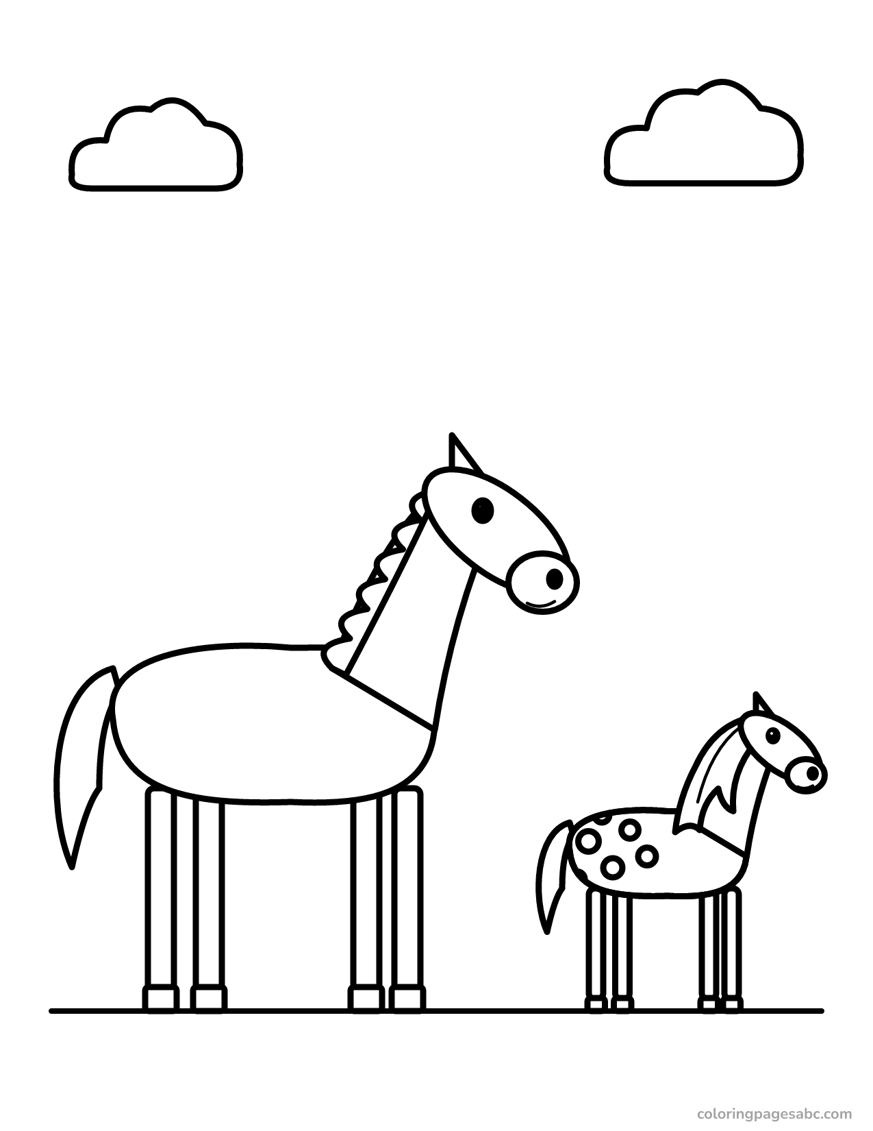 Horse and foal to color online
