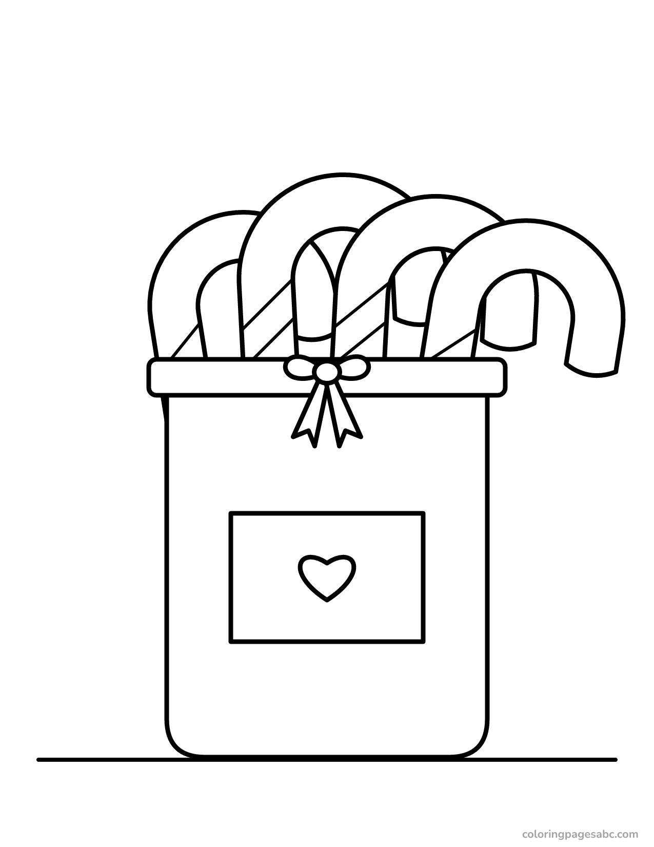 Jar of candy canes to color online