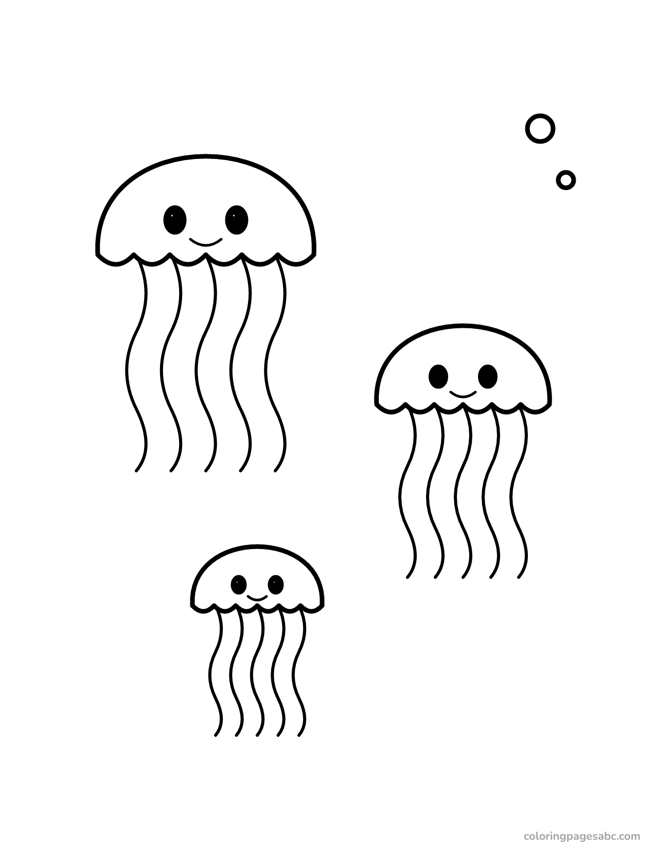 Jellyfish family to color online