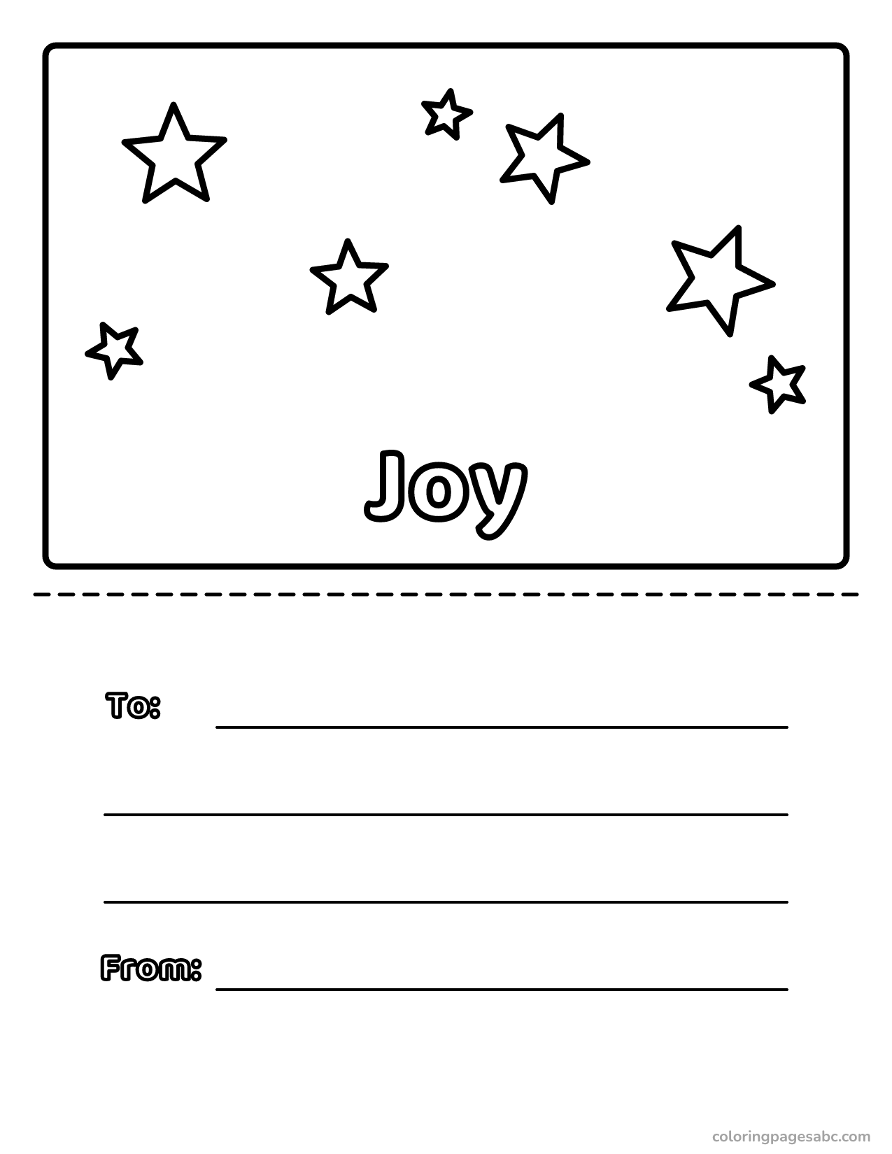 Joy card with stars to color online