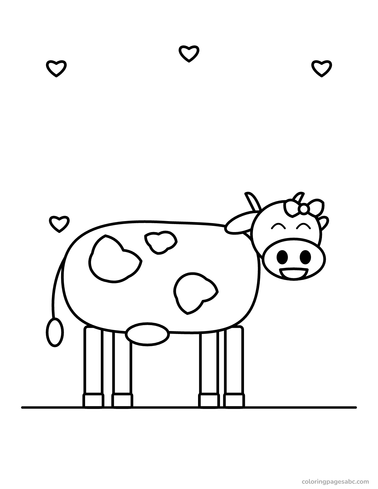Kawaii cow to color online