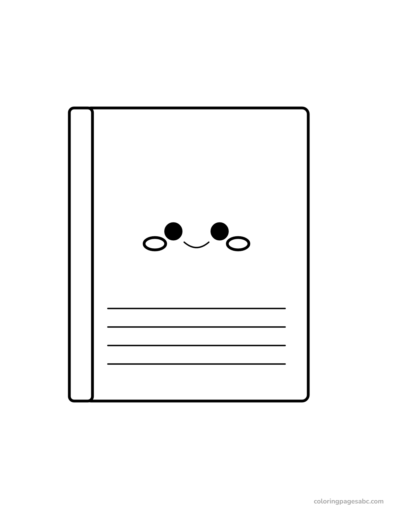 Notebook with a big kawaii face coloring page
