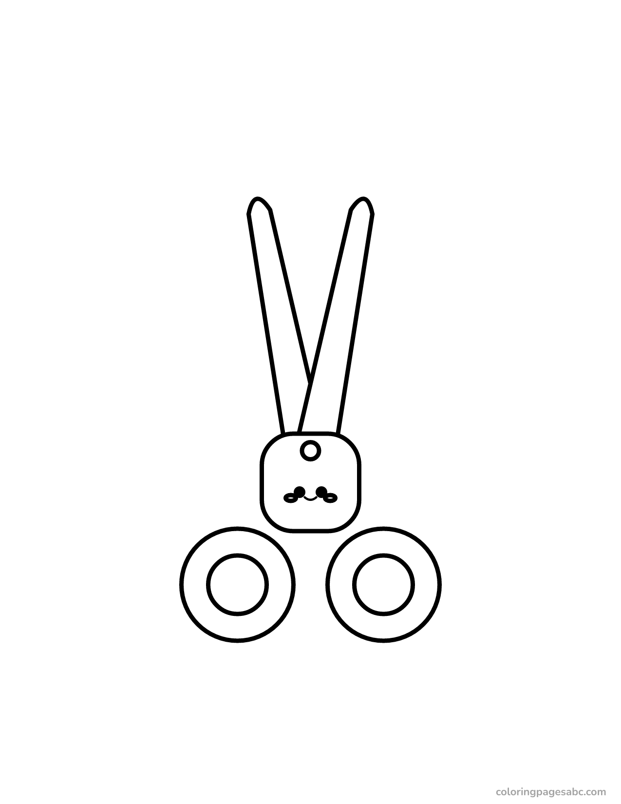 Kawaii scissors with a happy face and round handles