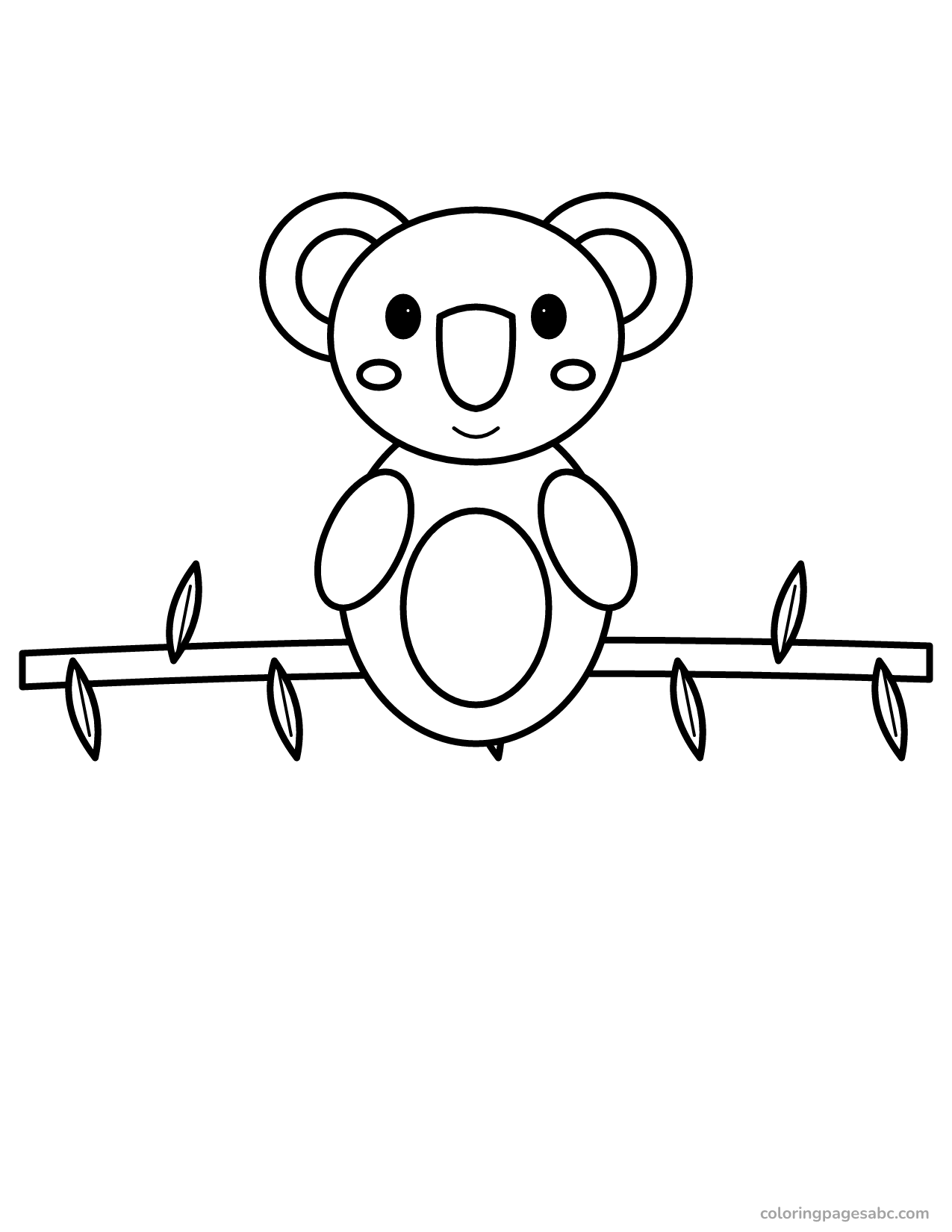 Koala on a branch to color online